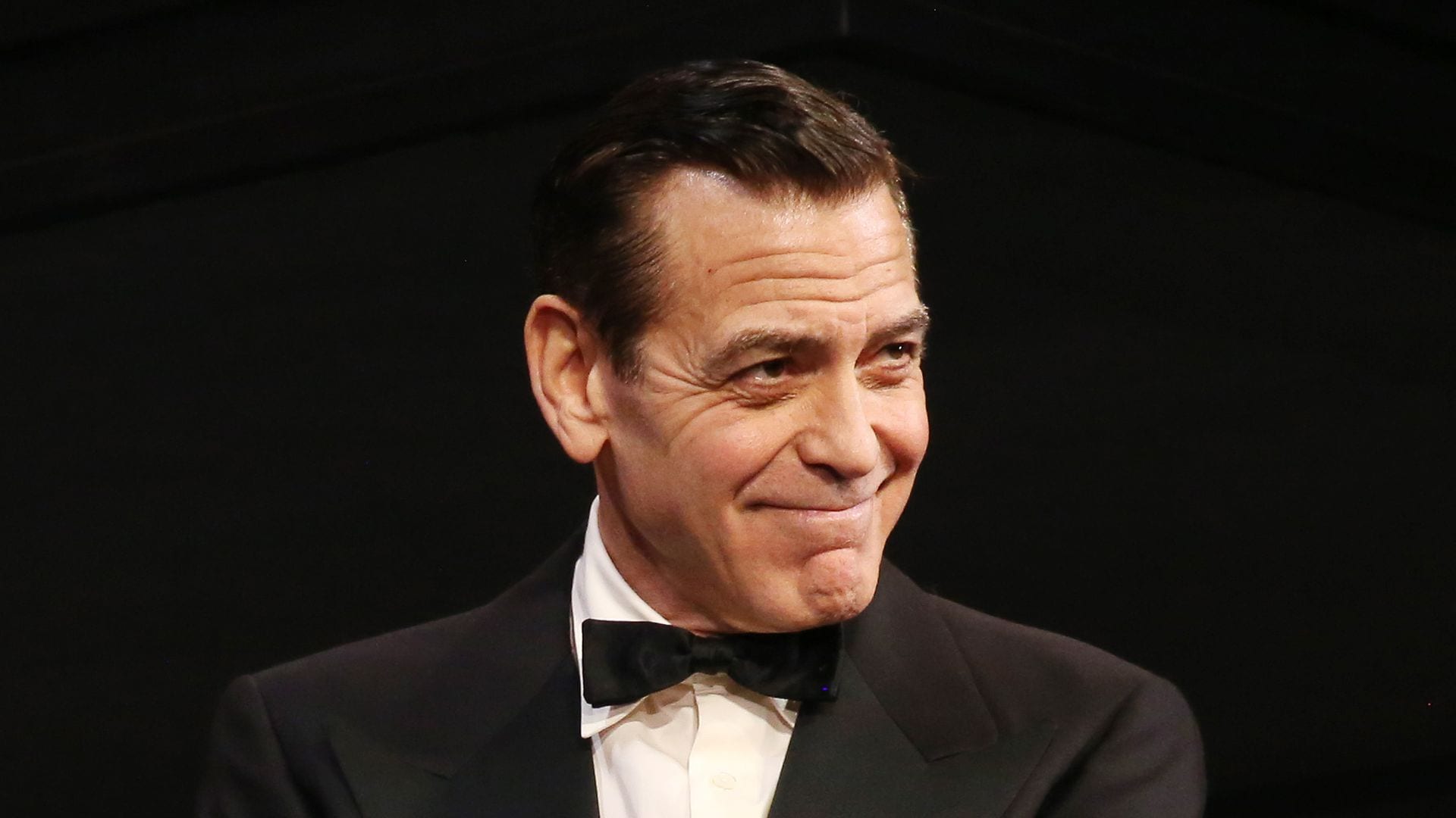 George Clooney rocks leather while celebrating his first Tony Award nomination