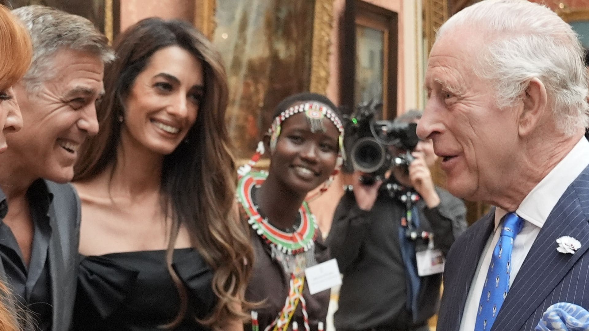 Amal Clooney stuns in LBD at palace reception with George Clooney and King Charles