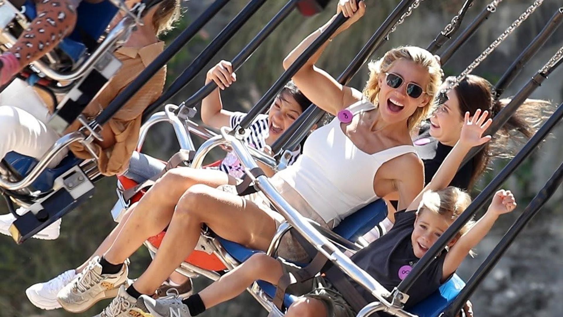 Elsa Pataky enjoys a day with her kids at Luna Park in Sydney