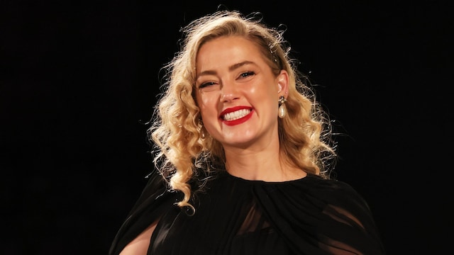 Amber Heard speaks on the stage during the 69th Taormina Film Festival on June 24, 2023 in Taormina, Italy