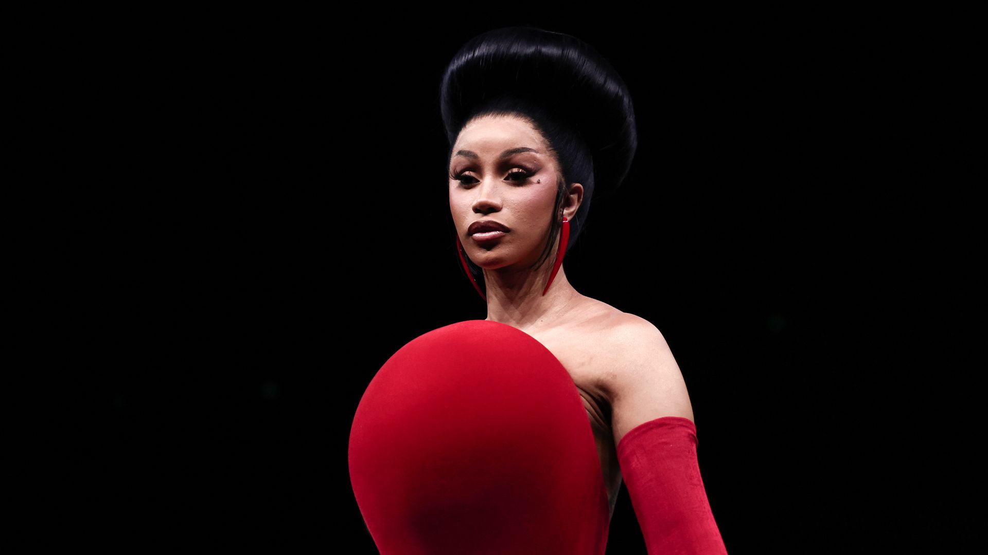 US rapper Cardi B attends the Robert Wun Women Haute Couture Fall/Winter 2026-2027 collection as part of the Paris Fashion Week, in Paris, on July 8, 2026. (Photo by Behrouz MEHRI / AFP via Getty Images) 