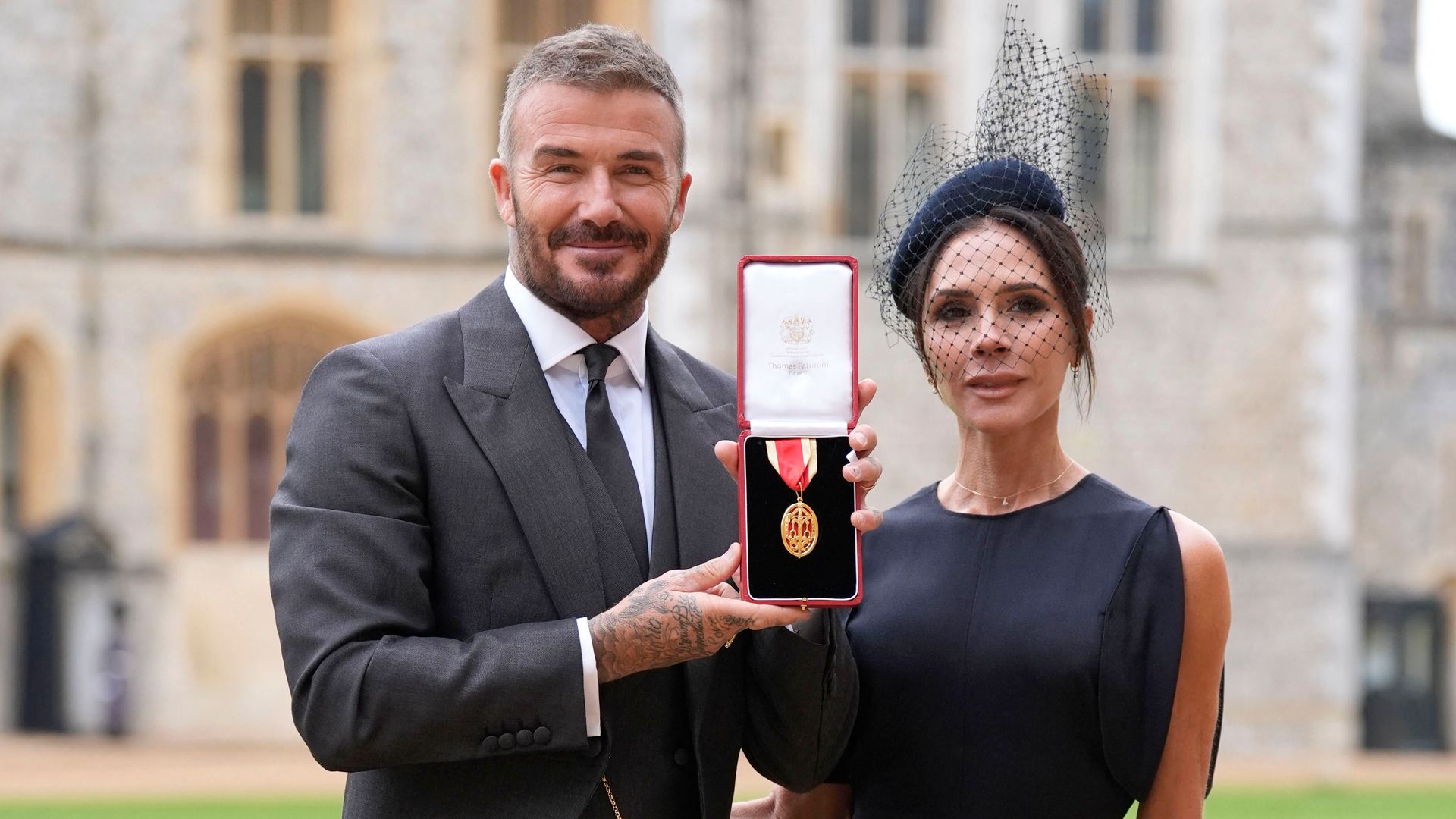 Victoria Beckham becomes Lady Beckham in royal-favorite dress: Designs David Beckham’s Windsor suit