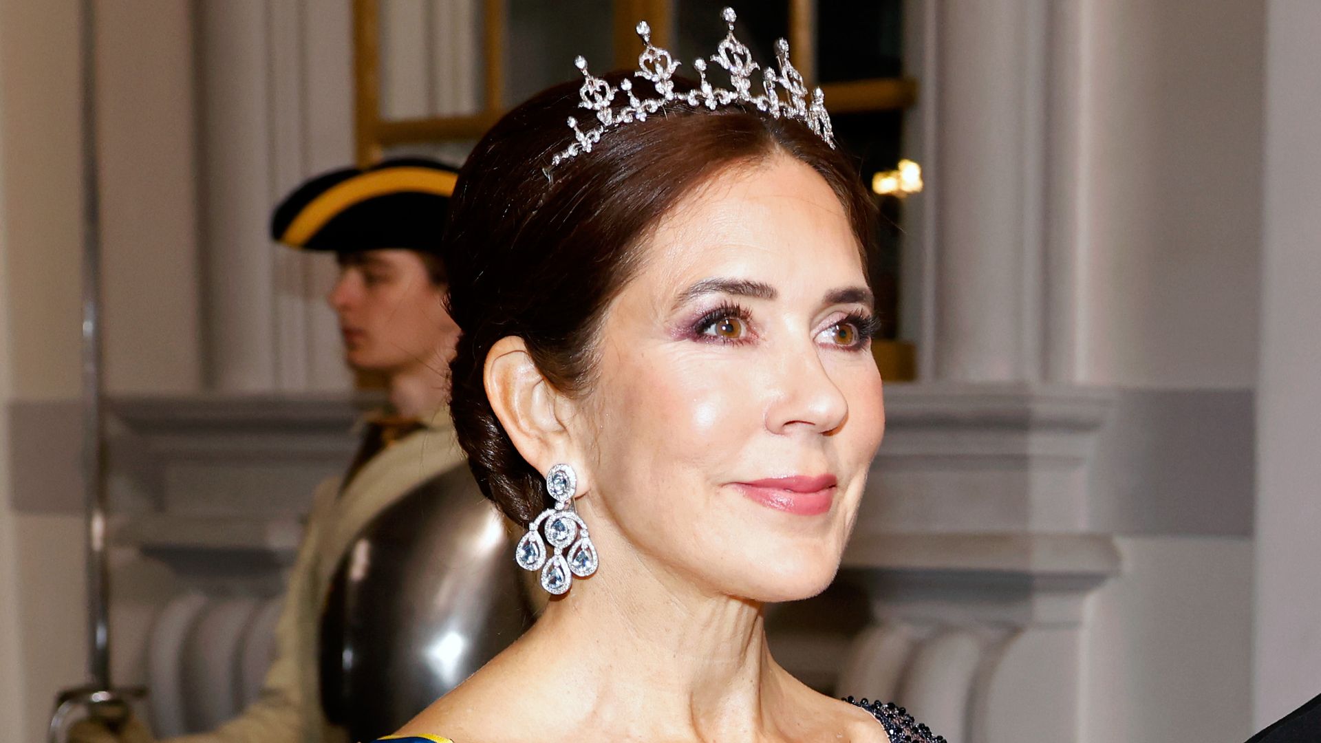 Queen Mary is pretty in pink with surprising tiara and romantic beauty look at royal wedding