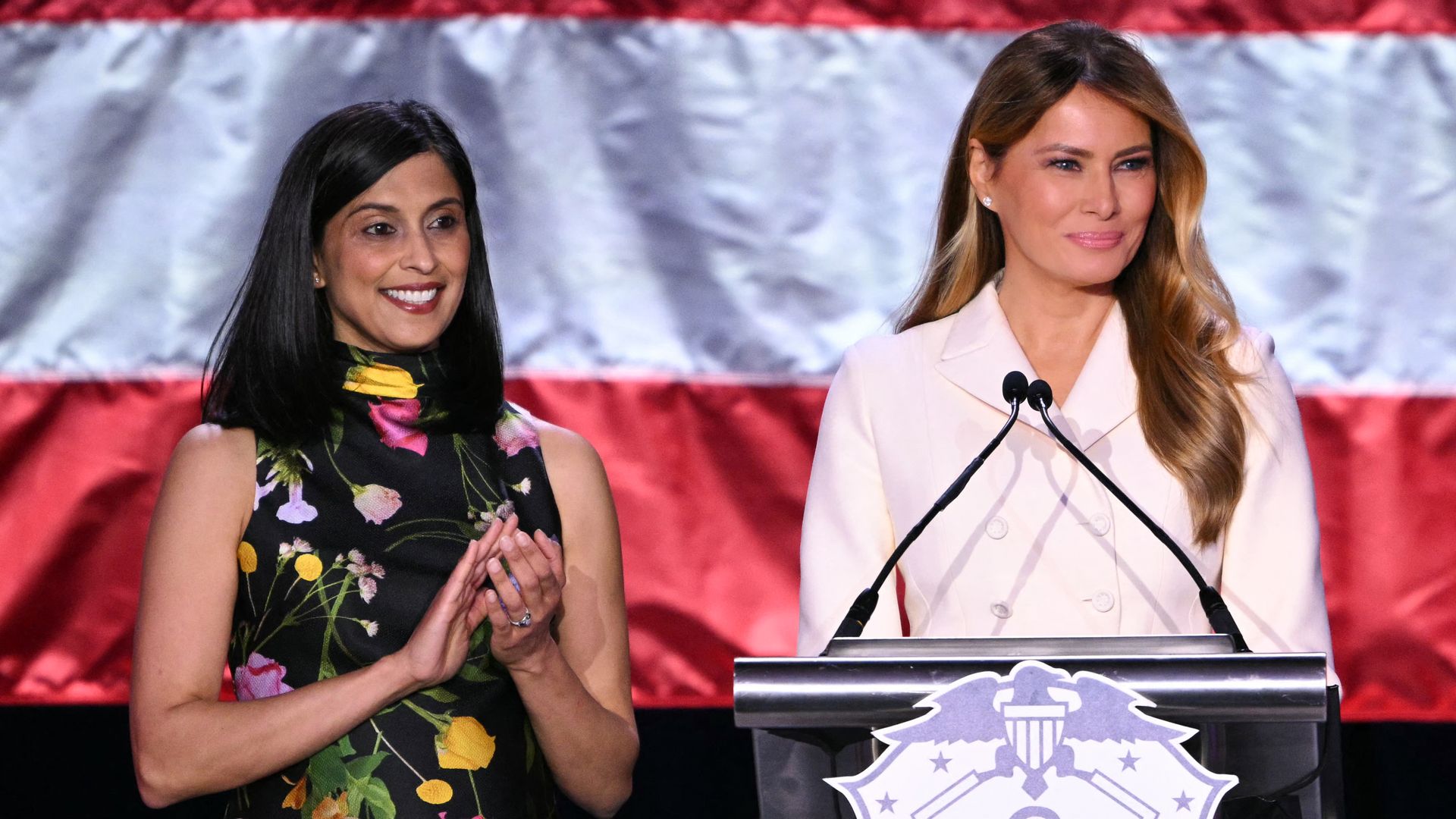 Melania Trump in ivory tailoring, Usha Vance in floral elegance at 2026 First Lady’s Luncheon