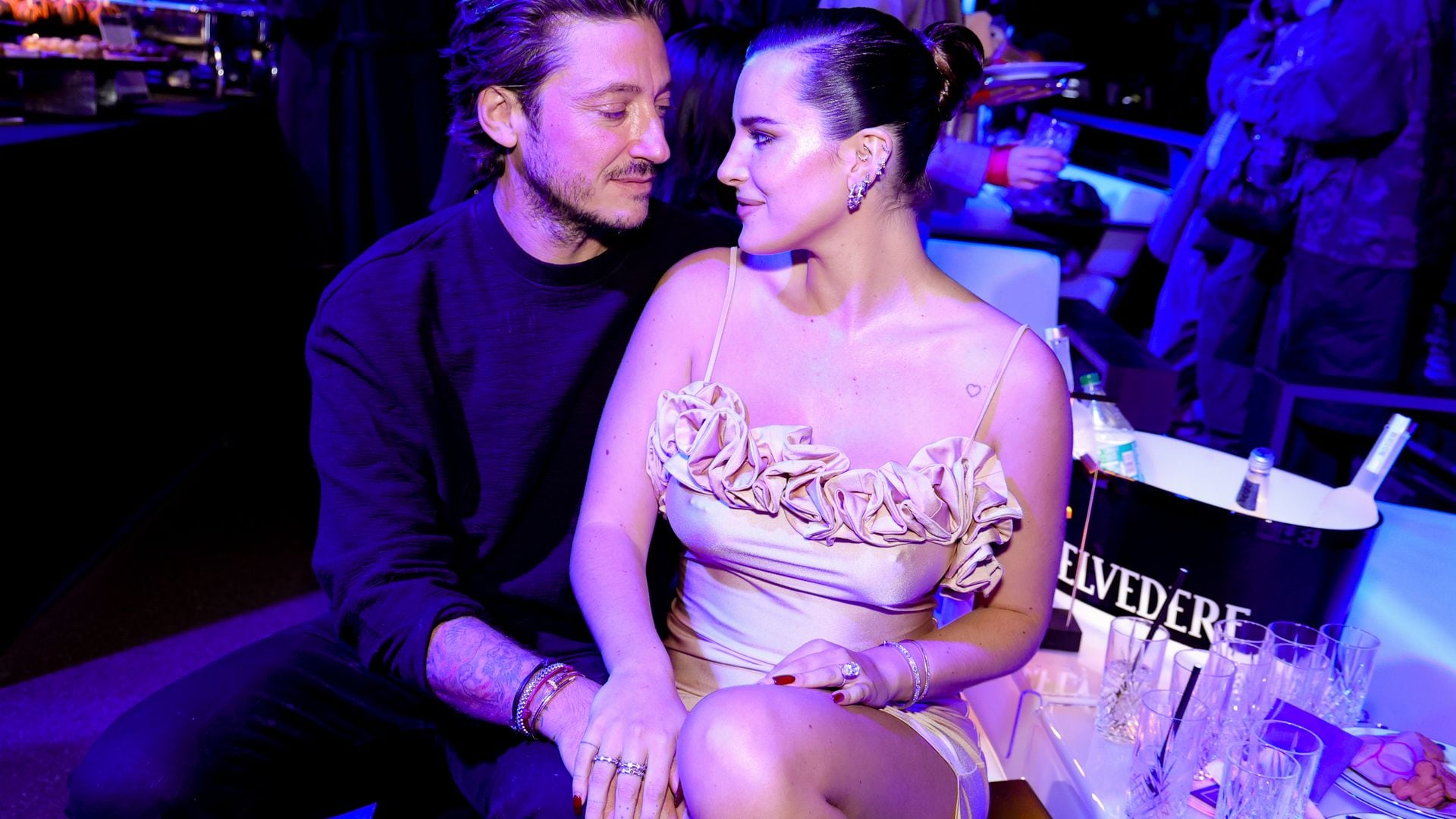 Mark Emms and Bella Thorne at Coperni RTW Spring 2025 as part of Paris Ready to Wear Fashion Week