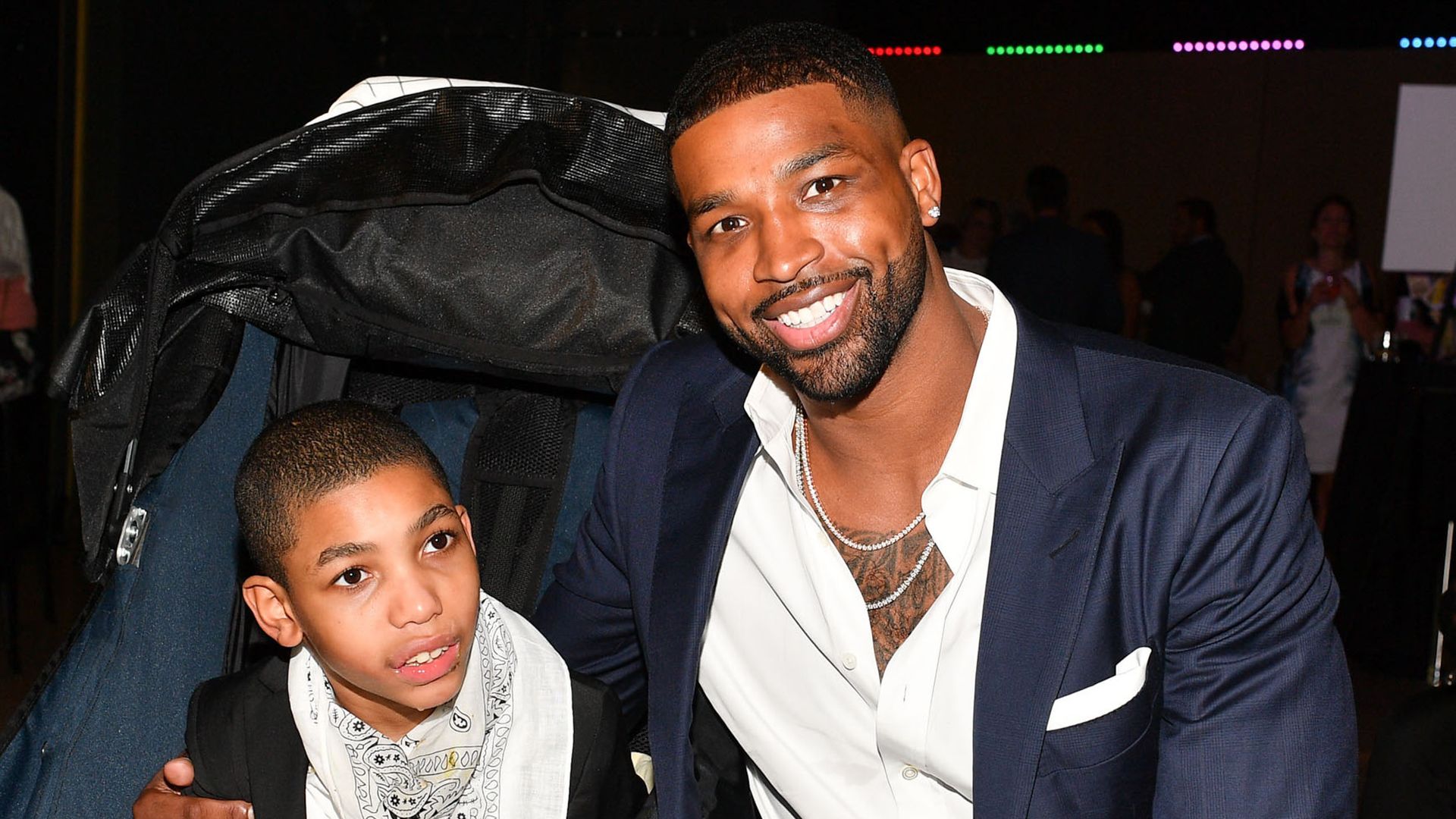 TORONTO, ONTARIO - AUGUST 01: (R-L) NBA Champion Tristan Thompson poses with his little brother Amari Thompson at The Amari Thompson Soiree 2019 in support of Epilepsy Toronto held at The Globe and Mail Centre on August 01, 2019 in Toronto, Canada. (Photo by George Pimentel/Getty Images) 