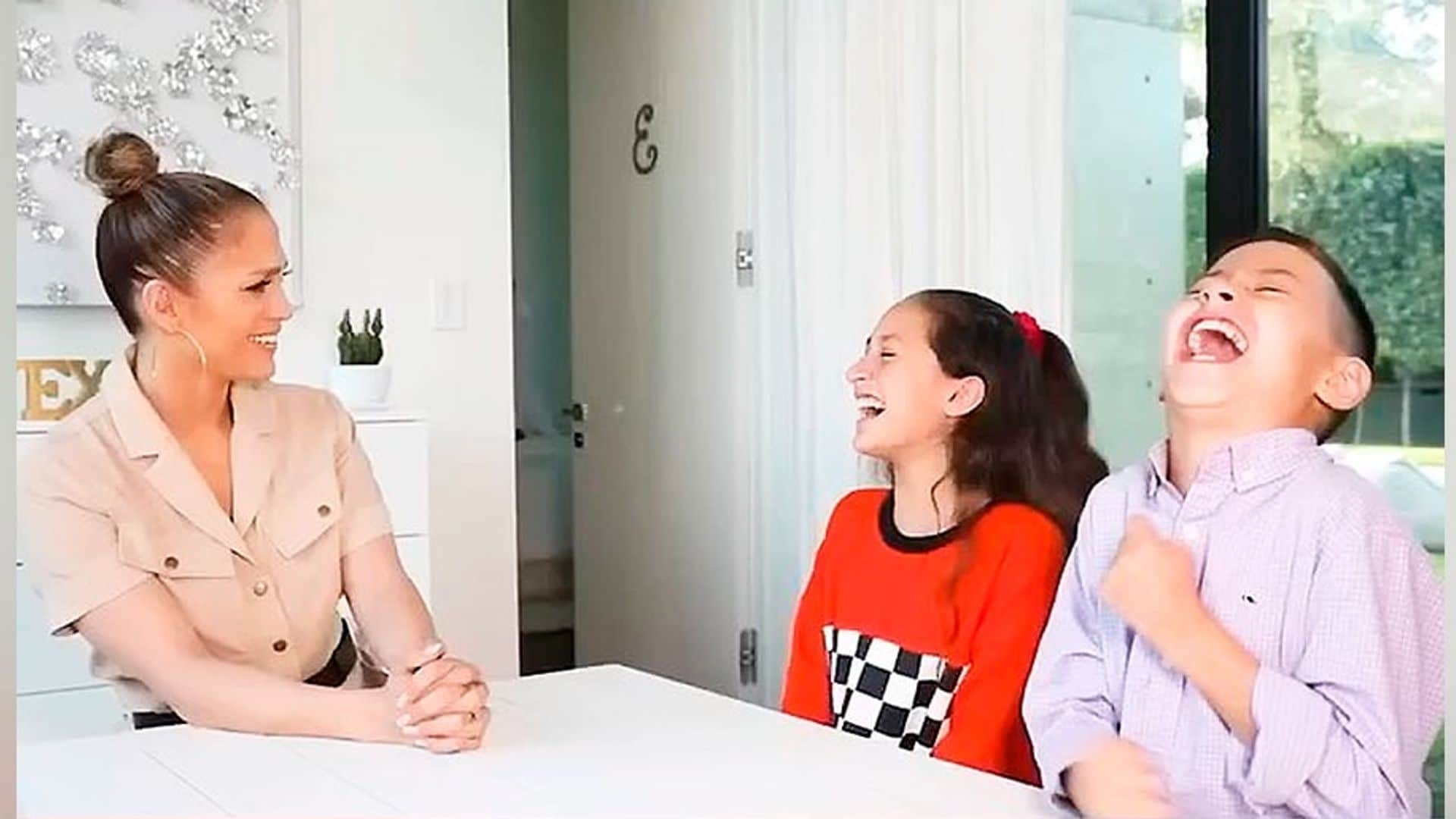 Jennifer Lopez takes part in her toughest interview yet as she's grilled by twins Max and Emme