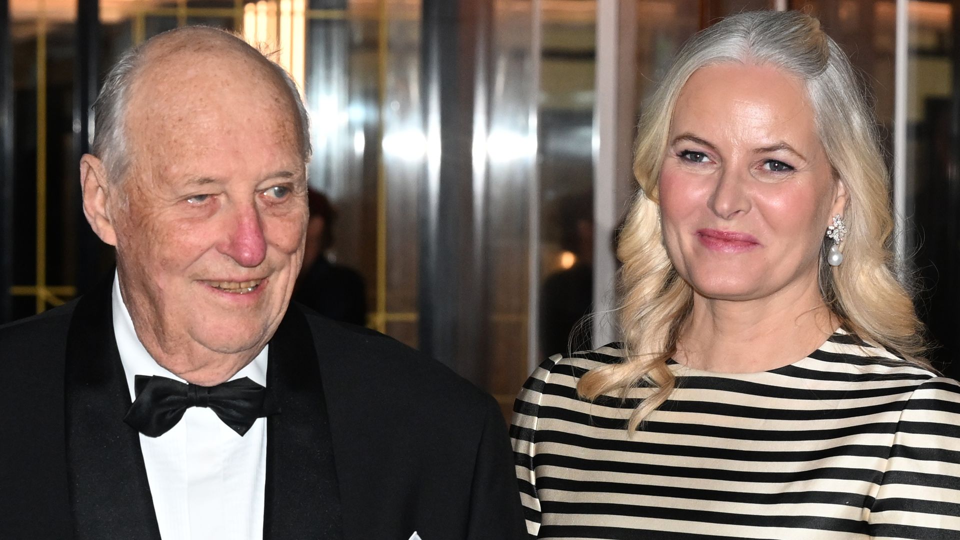King Harald and Crown Princess Mette- Marit of Norway at the Nobel Peace Prize banquet in 2023