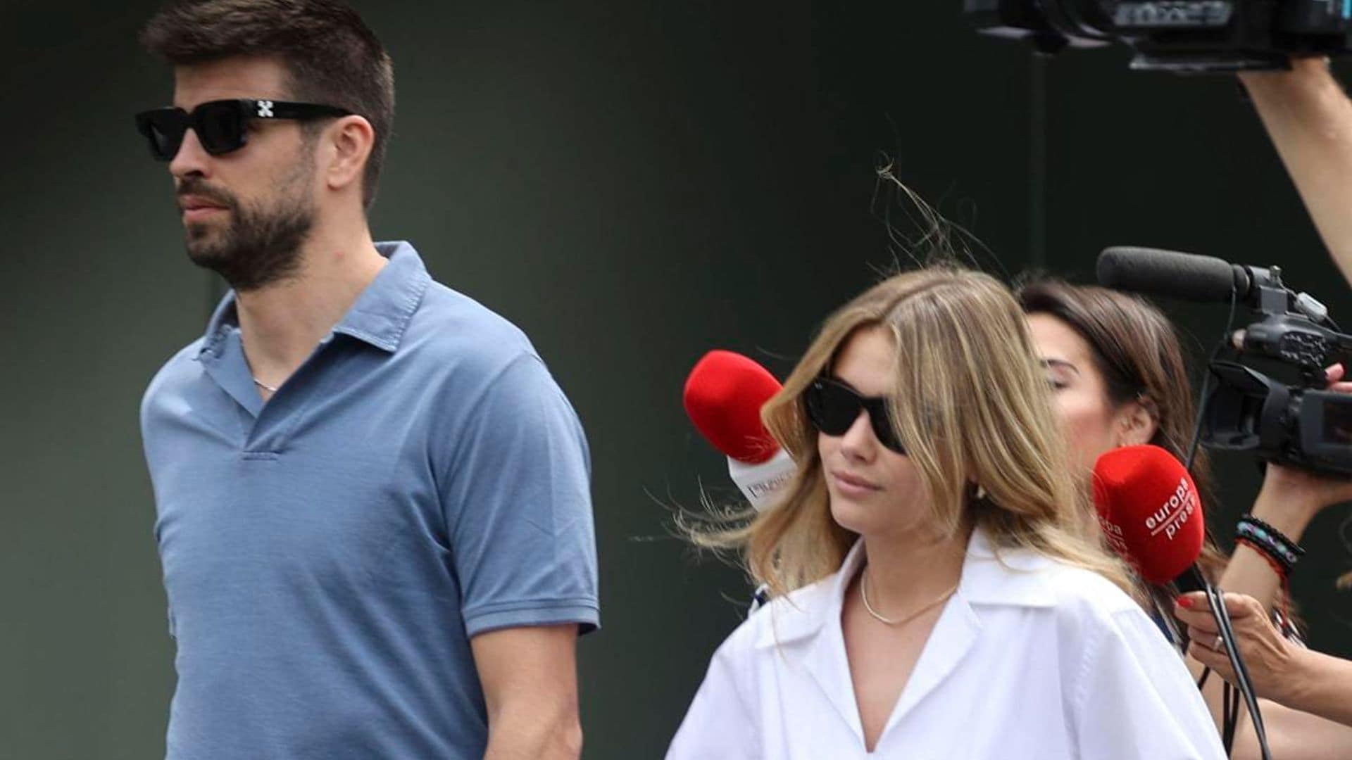 Gerard Piqué and Clara Chia arrive at court as they prepare to battle the paparazzi