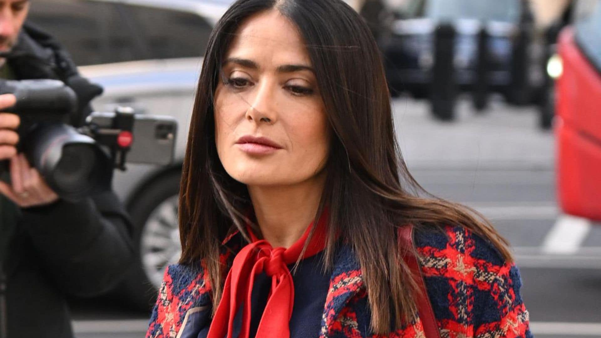 Salma Hayek goes preppy in London: Check out her Gucci look
