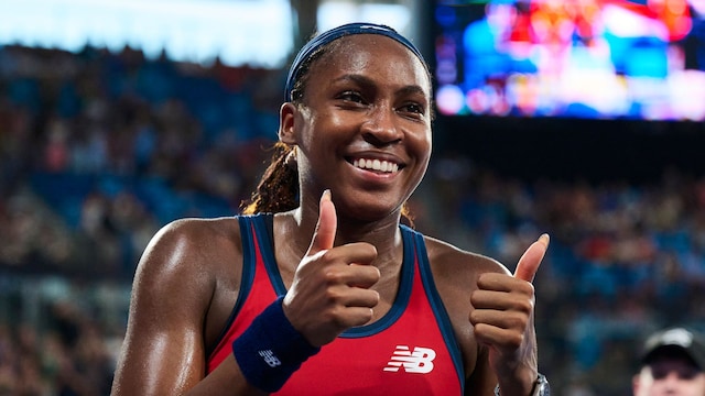 Coco Gauff celebrated her win at the 2025 United Cup