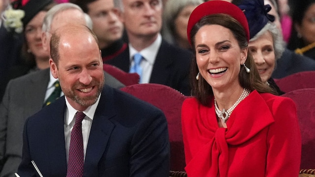 Britain's Catherine, Princess of Wales and Britain's Prince William, Prince of Wales attend the annual Commonwealth Day service ceremony at Westminster Abbey in London, on March 10, 2025 . (Photo by Aaron Chown / POOL / AFP) (Photo by AARON CHOWN/POOL/AFP via Getty Images)          