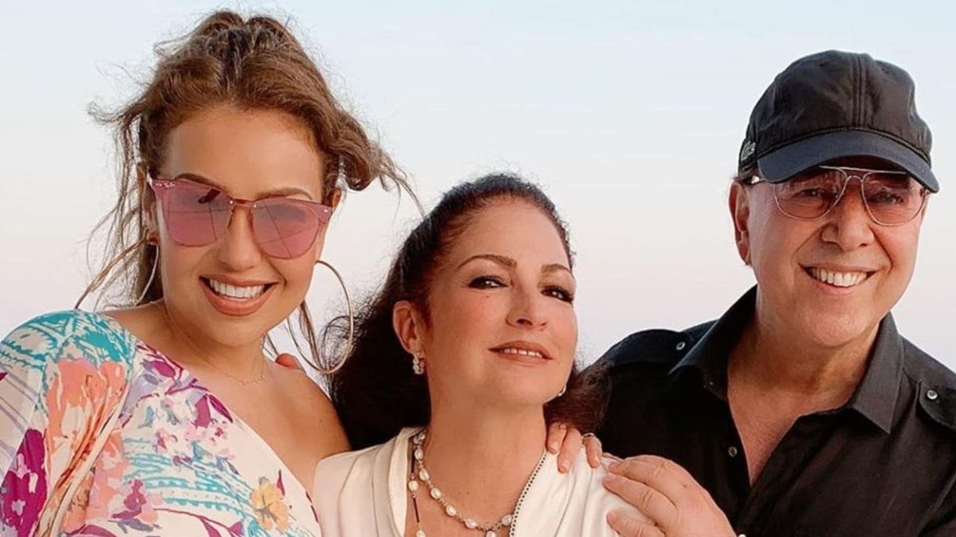 Thalia and Gloria Estefan party together at the beach