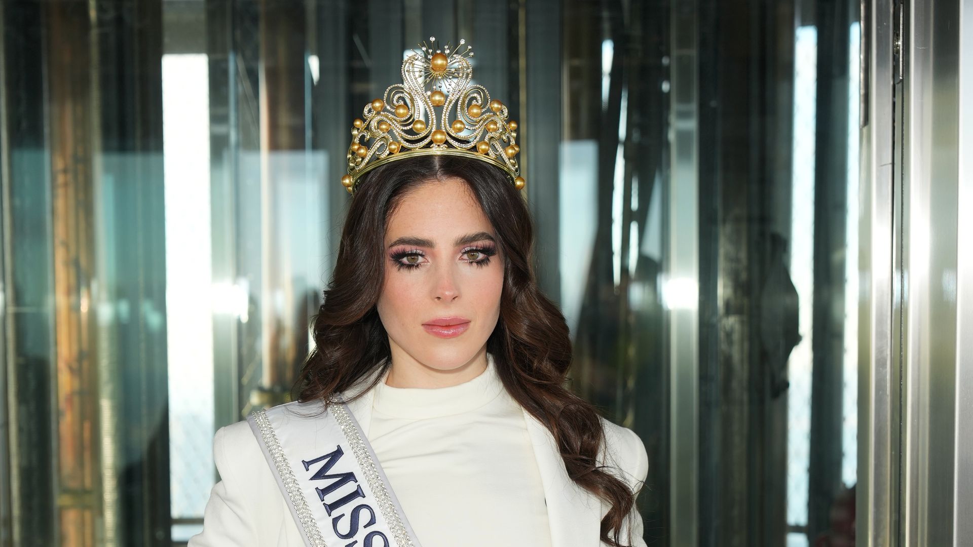 Miss Universe Fátima Bosch Fernández visits The Empire State Building on December 03, 2025 in New York City. (Photo by John Nacion/Getty Images for Empire State Realty Trust)