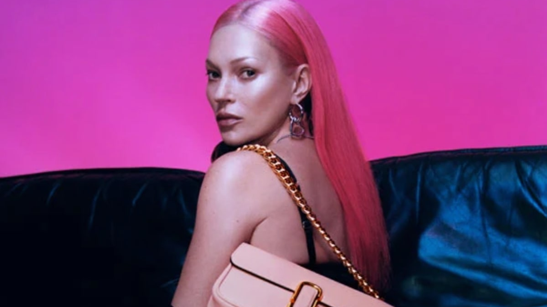 Kate Moss brings back her iconic 90s neon pink hair for new Marc