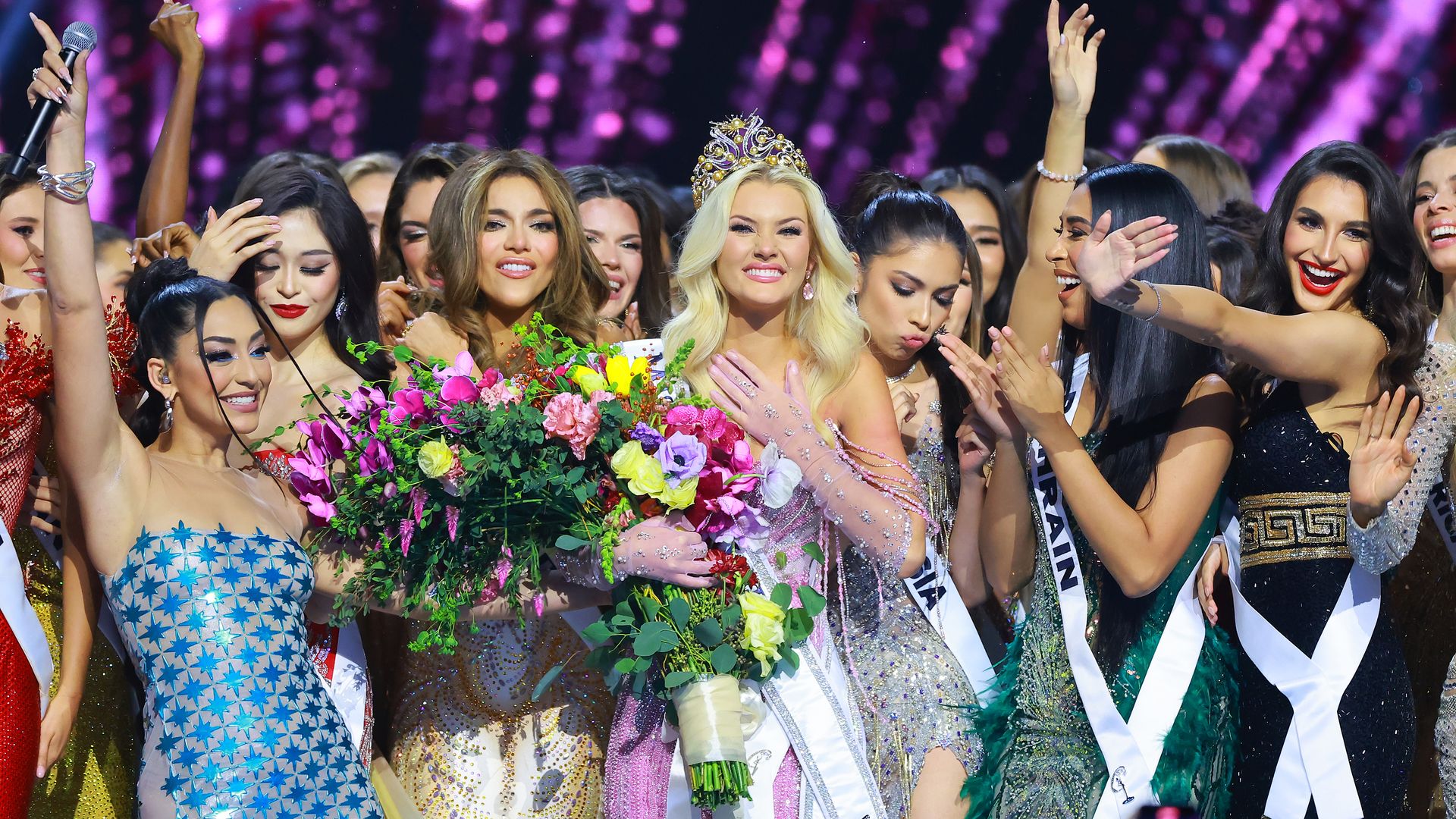 Miss Denmark, Victoria KjÃ¦r Theilvig, is crowned as Miss Universe 2024 in The 73rd Miss Universe Competition - show at Arena Ciudad de Mexico on November 16, 2024 in Mexico City, Mexico. (Photo by Hector Vivas/Getty Images)