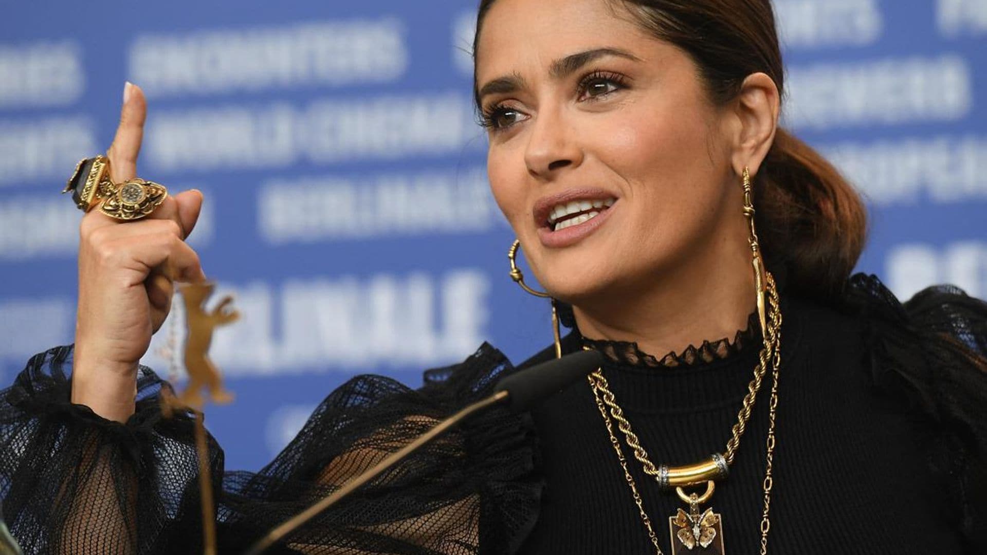 Salma Hayek just wore amazing chunky gold butterfly jewelry and now we want to, too
