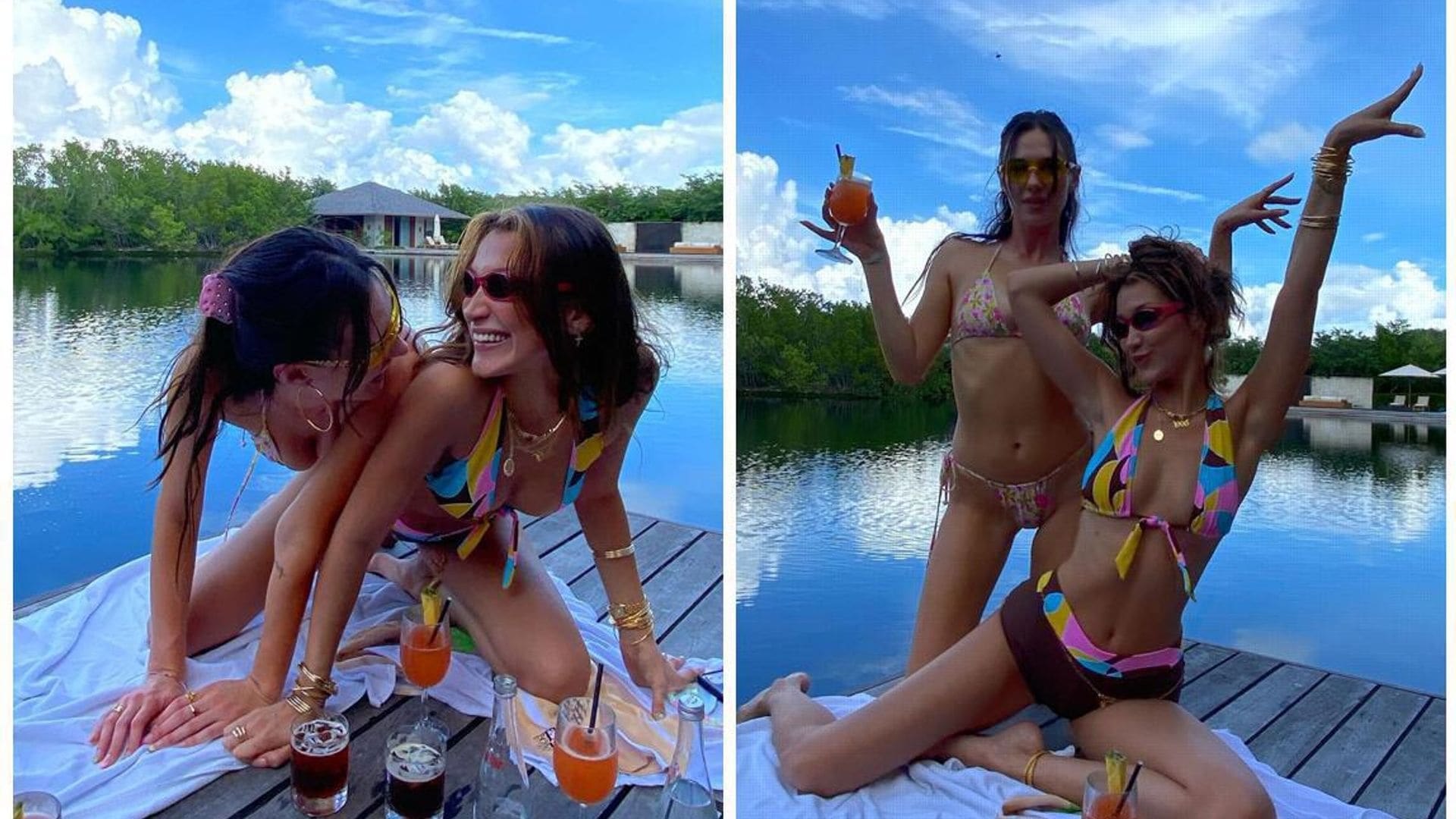 Bella Hadid celebrates her birthday in a colorful bikini