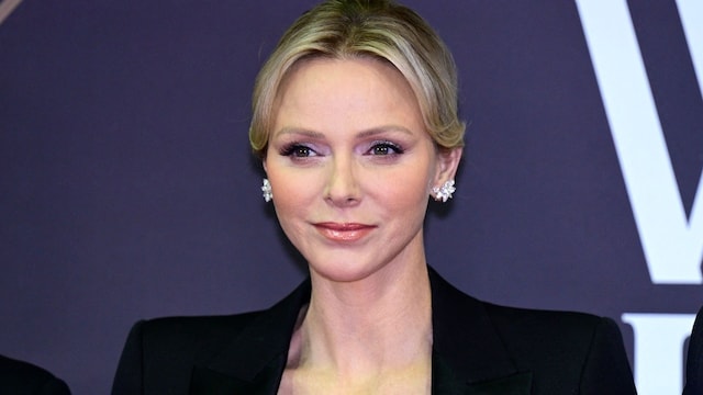 Princess Charlene of Monaco poses on the red carpet of the 2024 World Rugby Awards ceremony at the Sporting Monte-Carlo complex in Monaco, on November 24, 2024. (Photo by Frederic Dides / AFP) (Photo by FREDERIC DIDES/AFP via Getty Images)