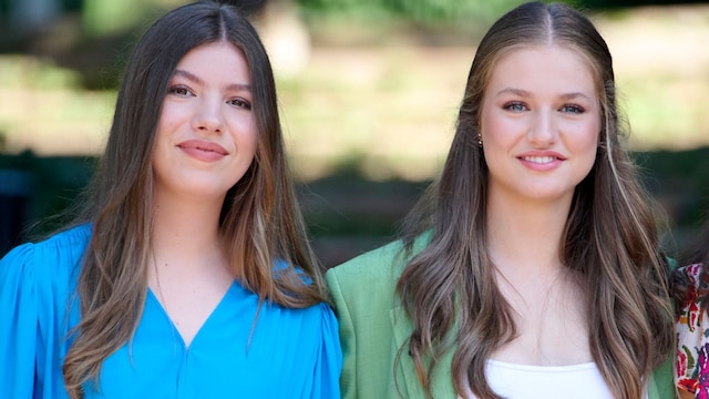 LLORET DE MAR, SPAIN - JULY 10: Crown Princess Leonor of Spain (R) and Princess Sofia of Spain (L) attend a meeting with young people participating in different programs of the Princess of Girona Foundation at the Santa Clotilde Gardens on July 10, 2024 in Lloret de Mar, Spain. (Photo by Carlos Alvarez/Getty Images)