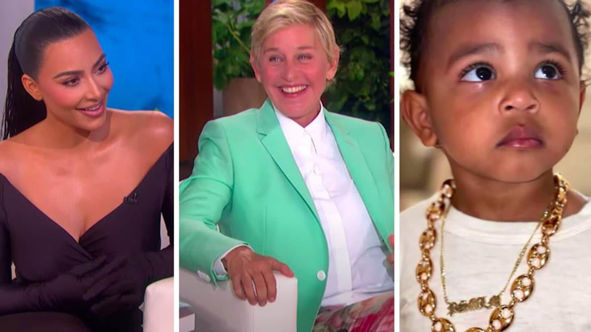 Kim Kardashian corrects Ellen DeGeneres after she accuses Psalm West of wearing a fake gold chain