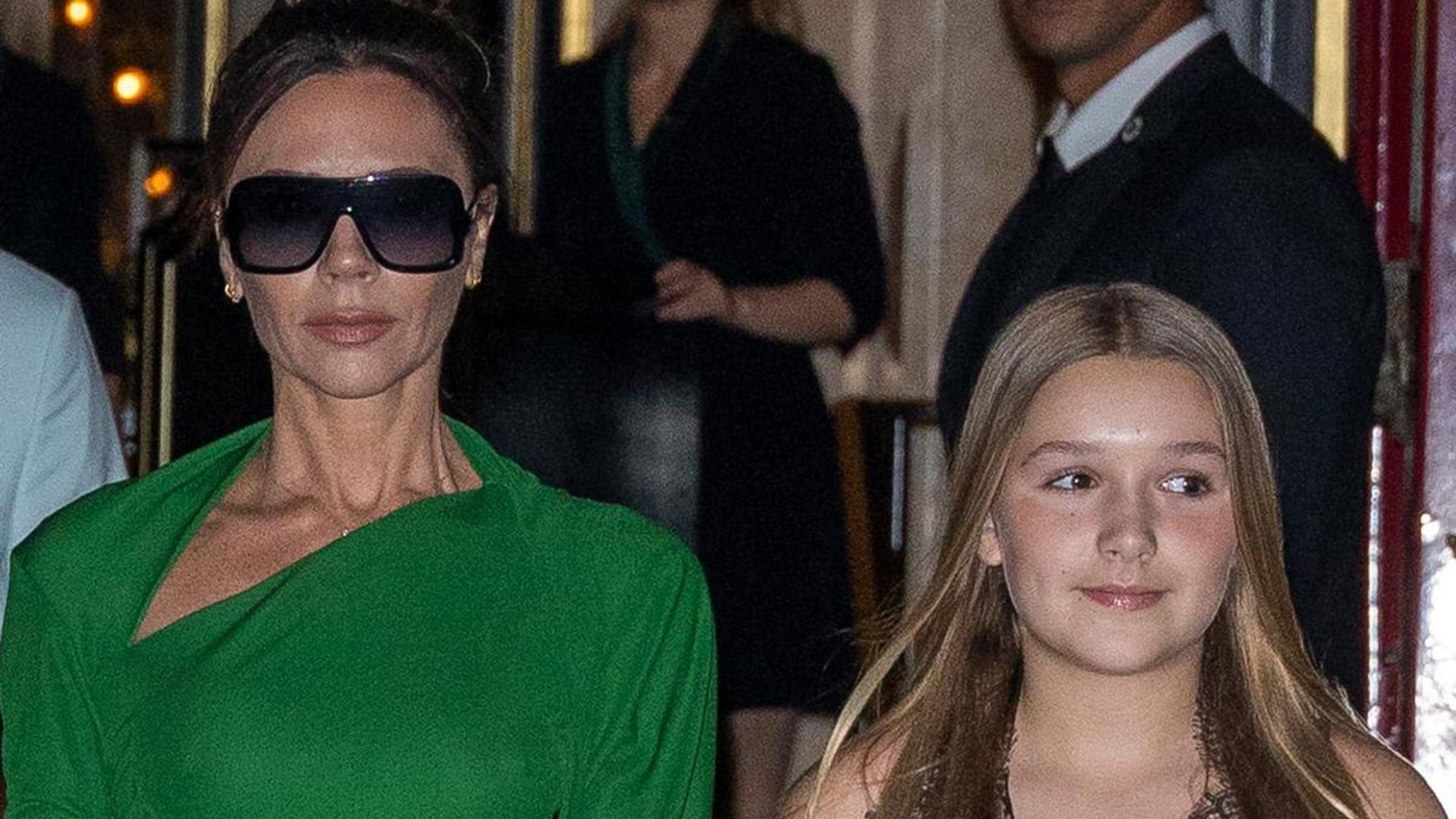 Victoria Beckham and Harper Seven enjoy a Winter Wonderland theme park