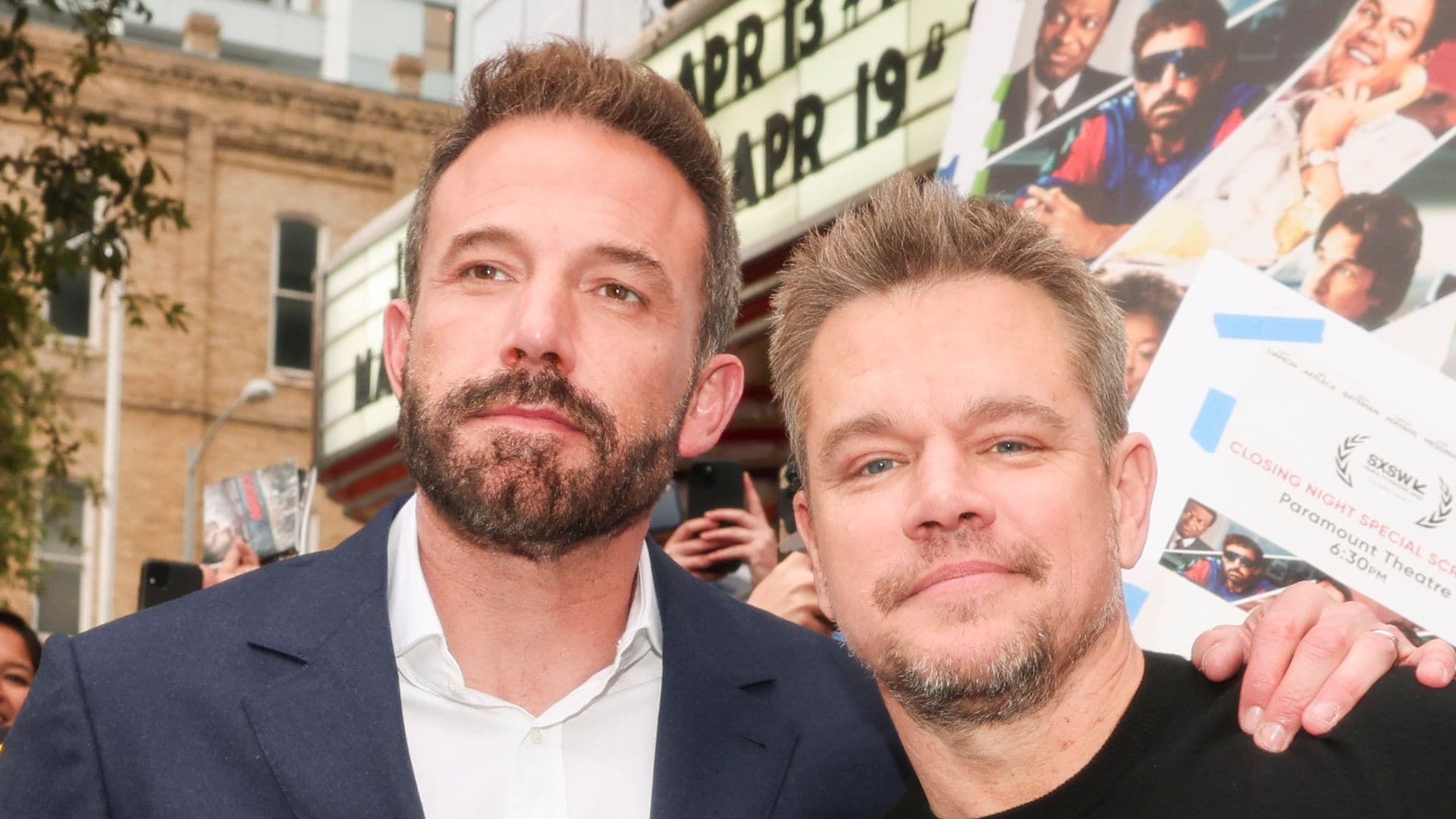 Ben Affleck and Matt Damon at the premiere of "AIR" held at the Paramount Theater on March 18, 2023 in Austin, Texas. (Photo by Christopher Polk/Variety via Getty Images) 