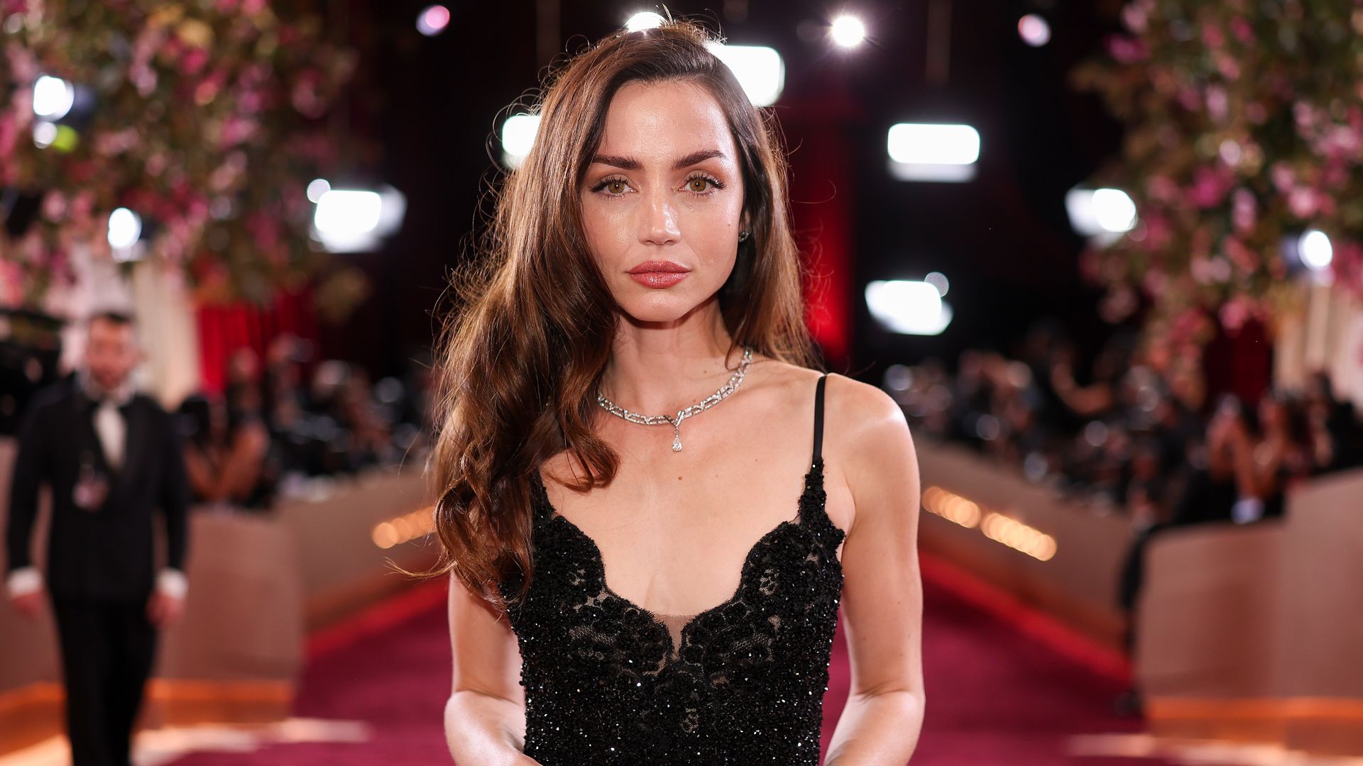 Ana de Armas turns heads in a sheer lace dress and diamond jewels during LA night out