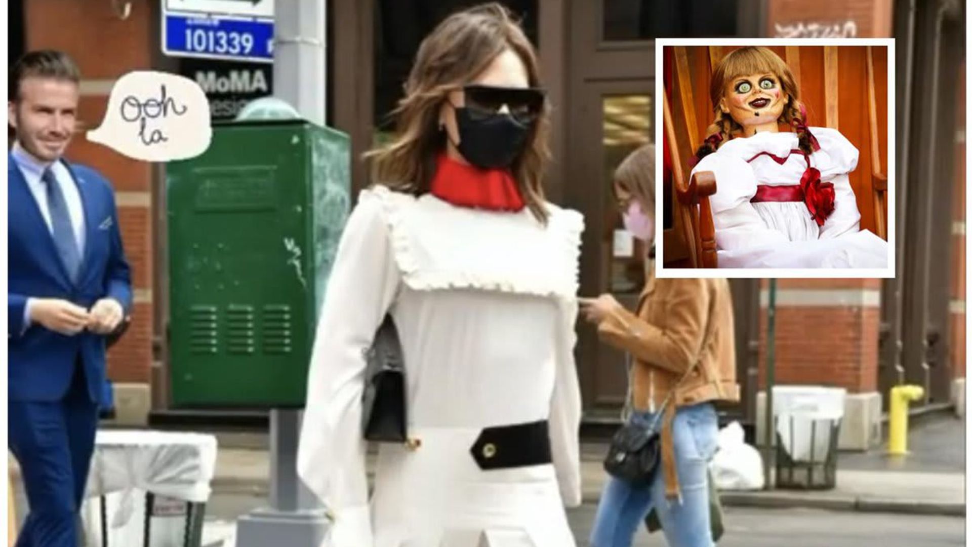 Victoria Beckham’s favorite New York look strikes a scary resemblance to the Annabelle doll