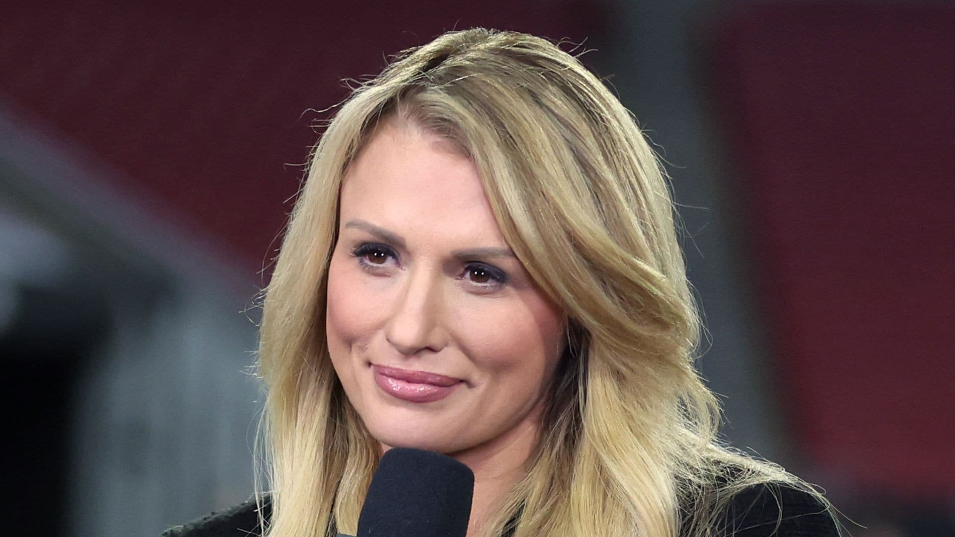 TAMPA, FLORIDA - JANUARY 16: NFL Network reporter Jan Slater on the sideline prior to a NFC Wild Card Playoff game between the Tampa Bay Buccaneers and the Dallas Cowboys at Raymond James Stadium on January 16, 2023 in Tampa, Florida. (Perry  Knotts/Getty Images)