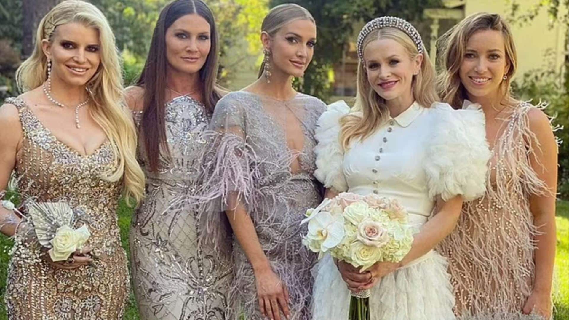 Ashlee and Jessica Simpson look gorgeous as bridesmaids for friend’s wedding