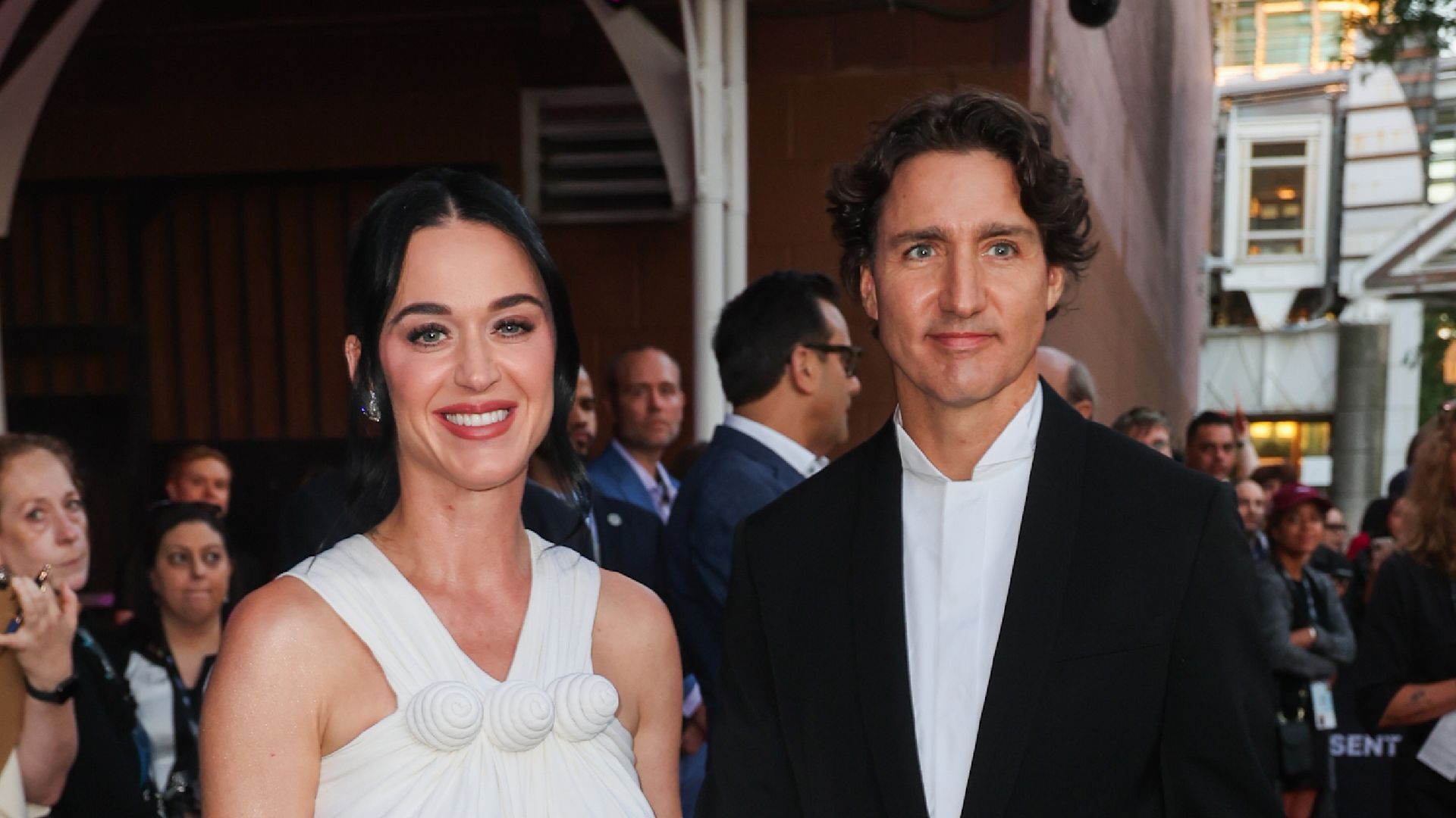 Katy Perry and Justin Trudeau are seen arriving to the Tribeca Festival on June 8, 2026 in New York, New York. (Photo by MEGA/GC Images)