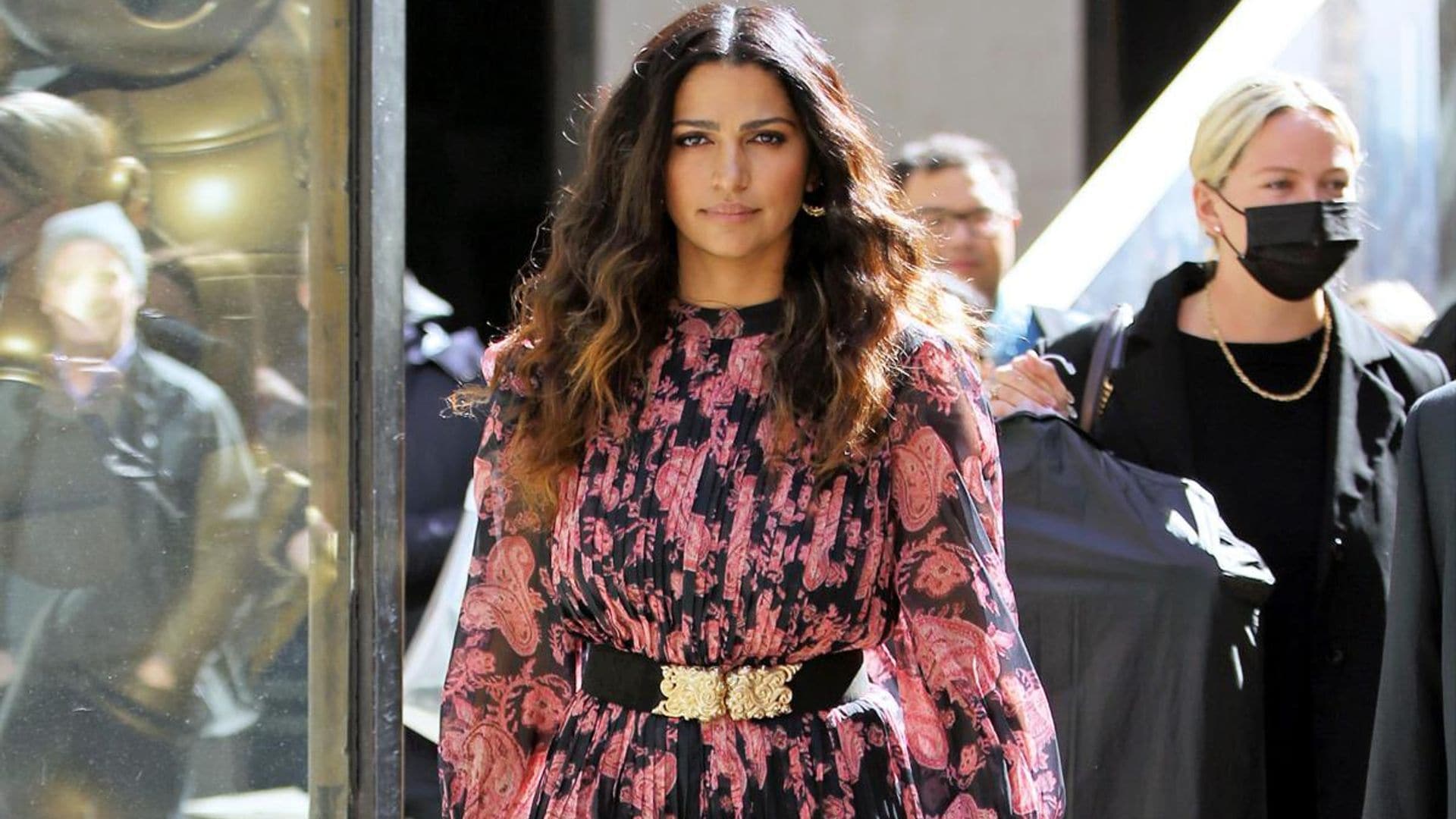 Camila Alves makes a statement with pink paisley dress