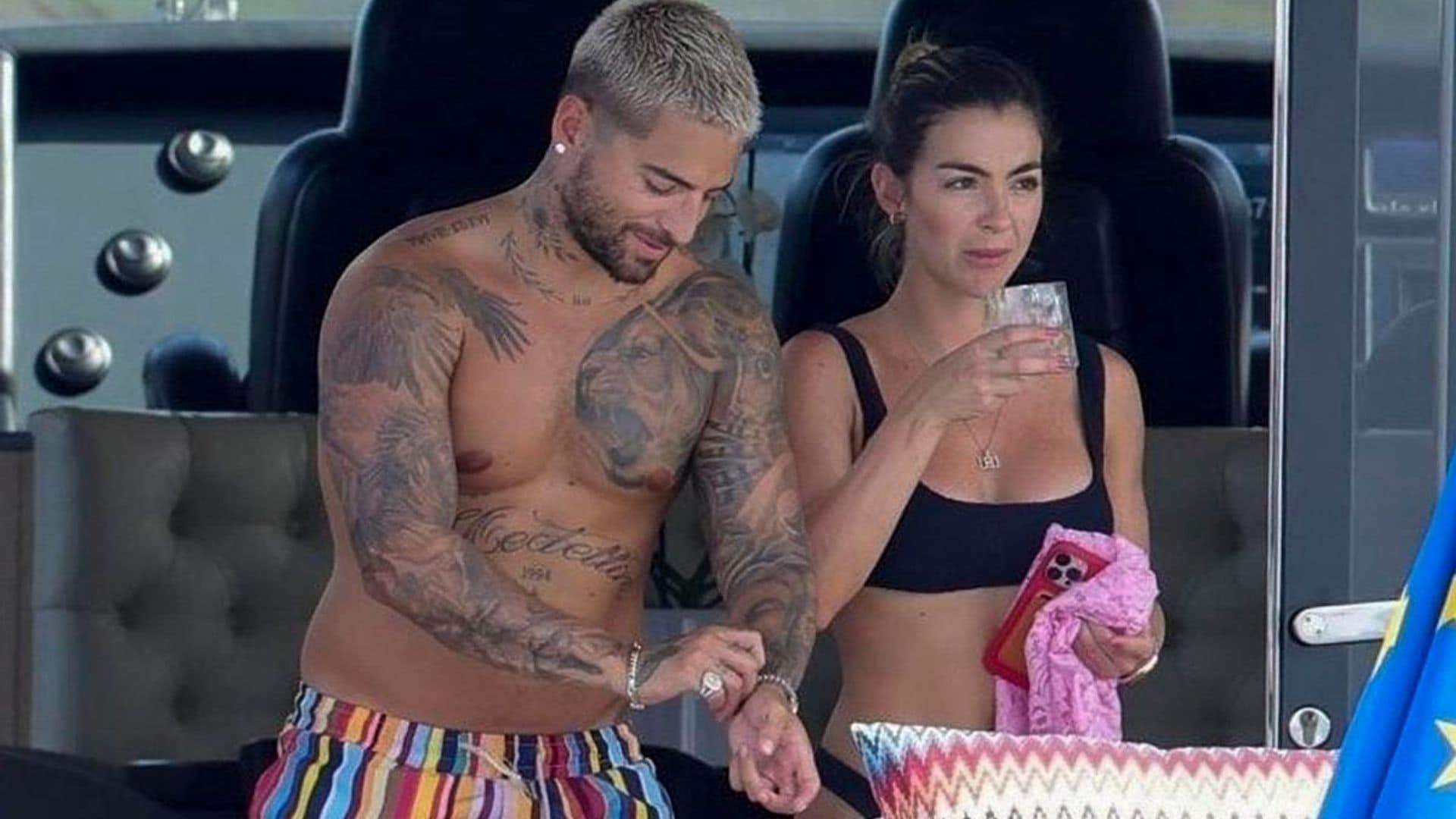 Maluma is all smiles at the beach with Susana Goméz while enjoying vacation in Europe