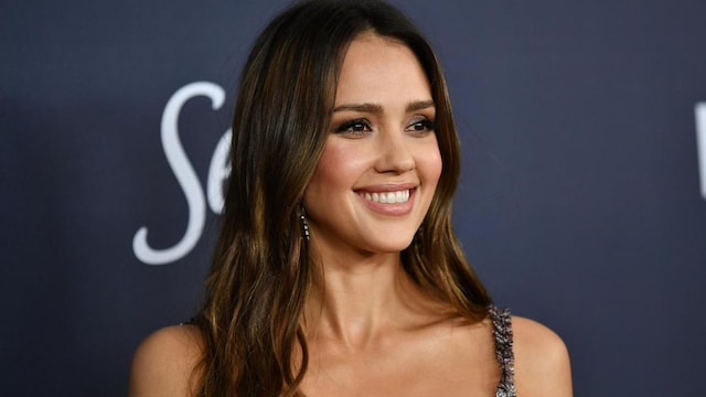 Jessica Alba arriving at a Golden Globes after party
