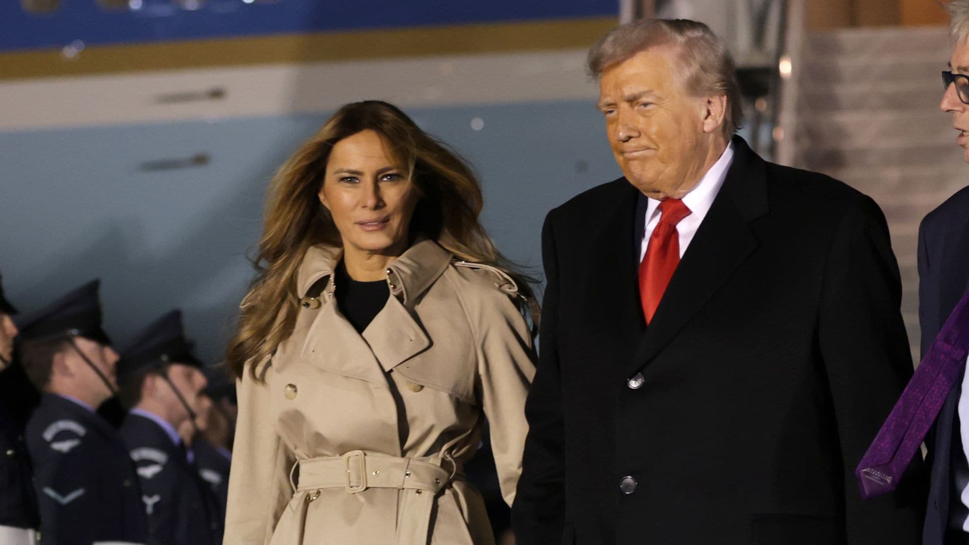 First Lady Melania Trump and President Donald Trump arrive in the UK 