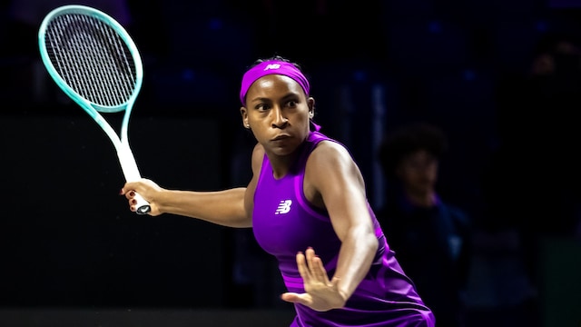 Coco Gauff playing at the WTA Finals