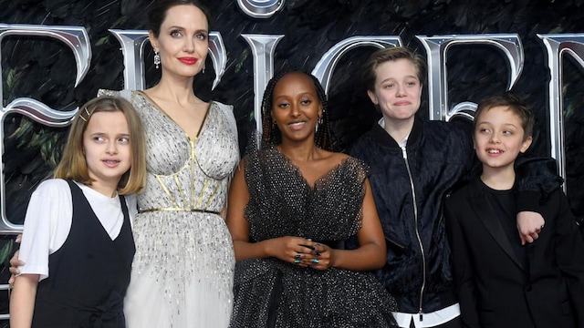 Angelina Jolie brought her twins to the London premiere of Maleficent