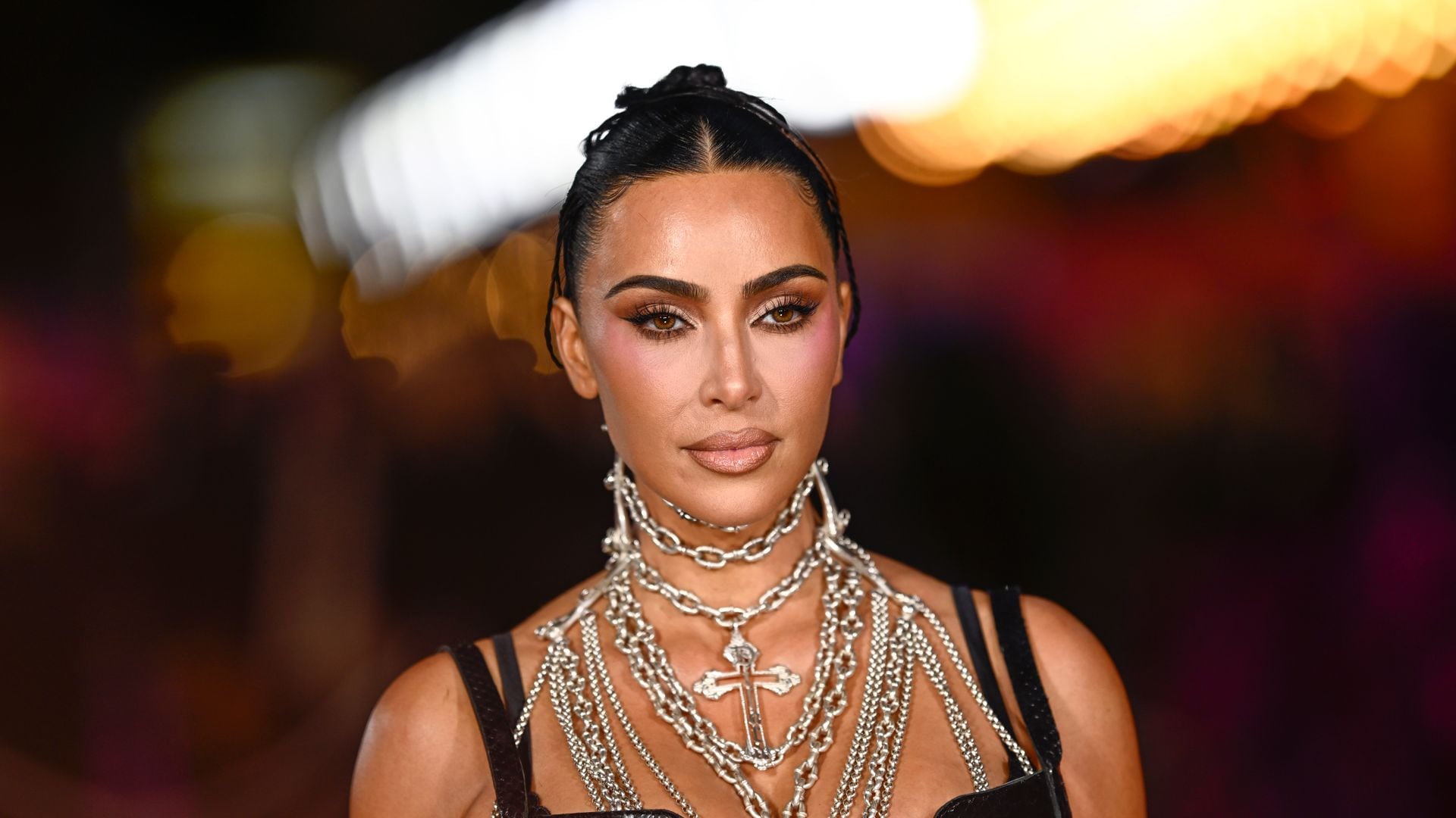 Kim Kardashian attends the "All's Fair" London Premiere at Odeon Luxe Leicester Square on October 22, 2025 in London, England. (Photo by Gareth Cattermole/Getty Images)