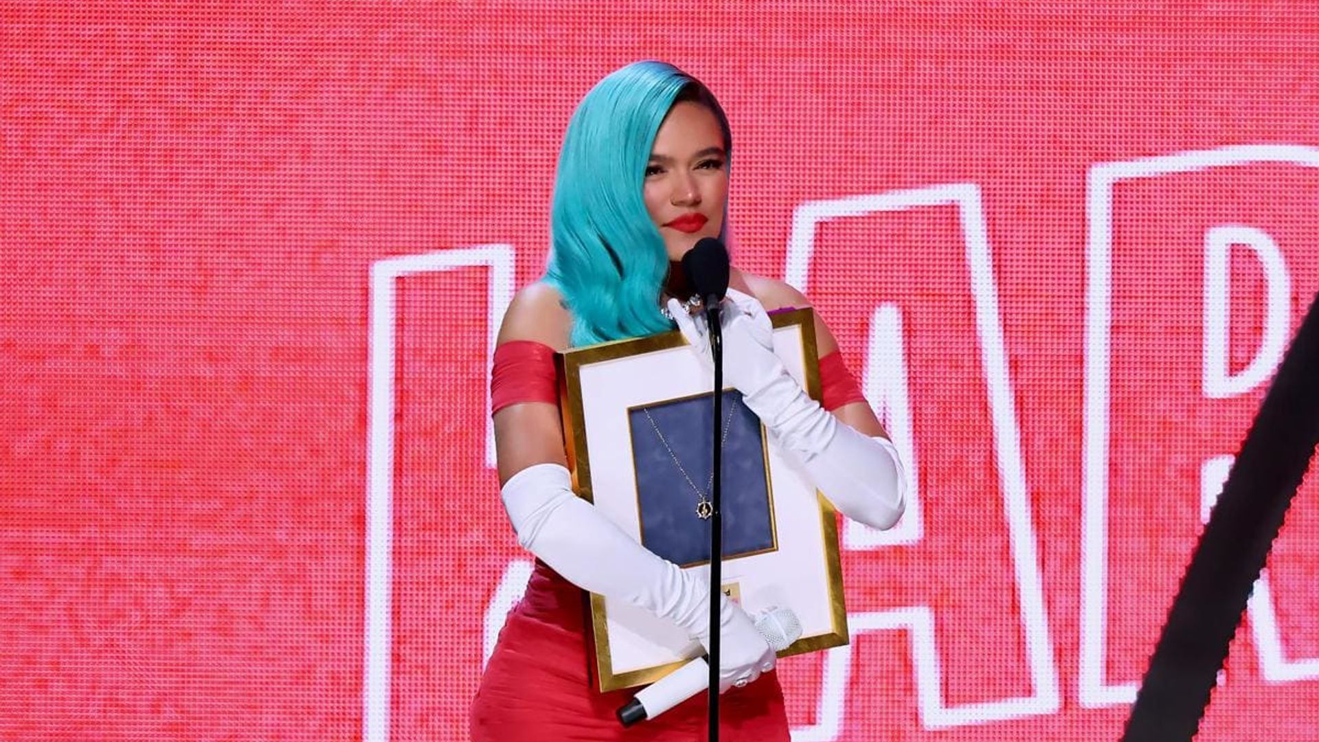Karol G receives Rule Breaker Award at 2022 Billboard Women in Music