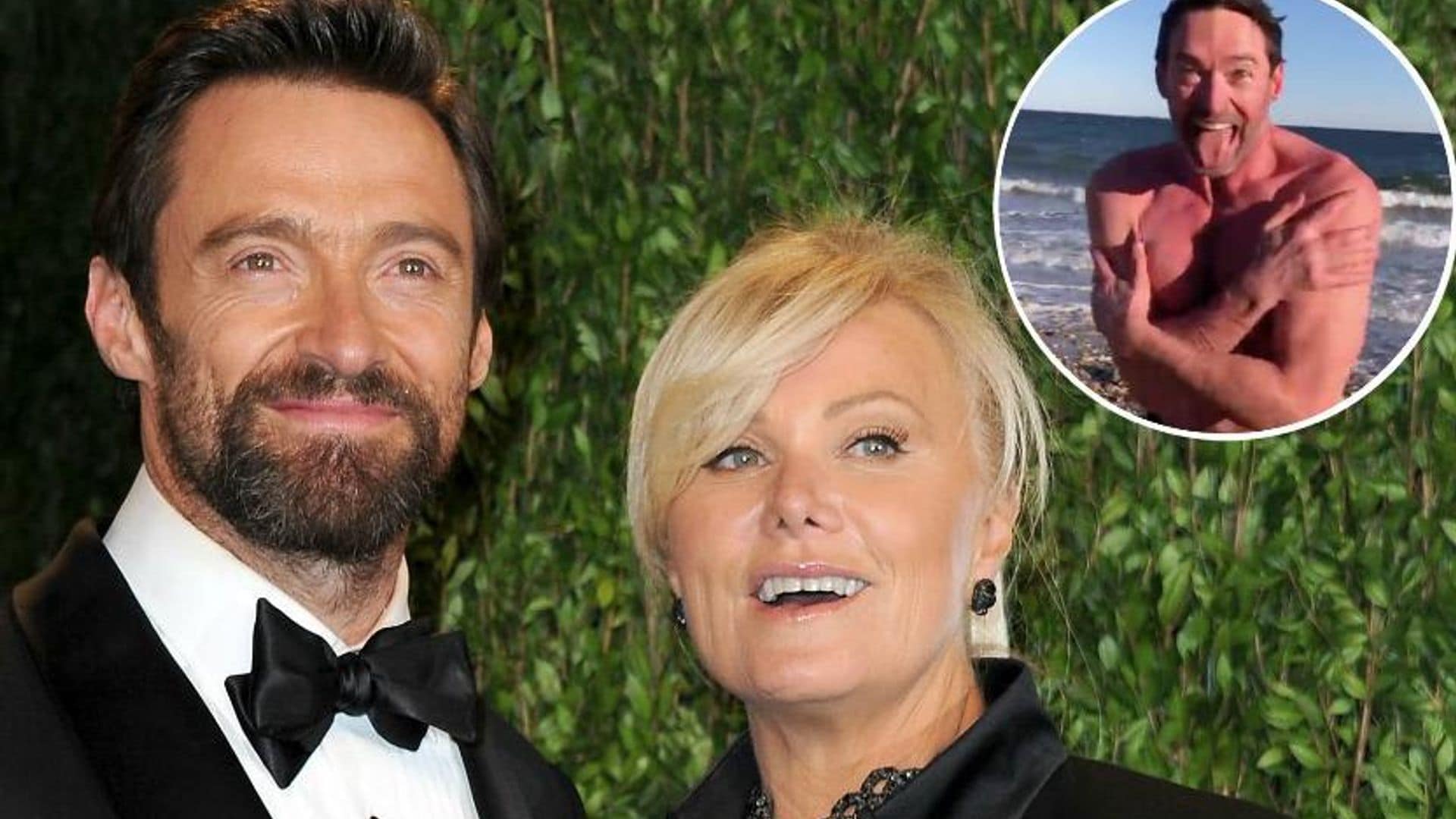 Hugh Jackman strips down for wife's birthday and does a polar plunge!