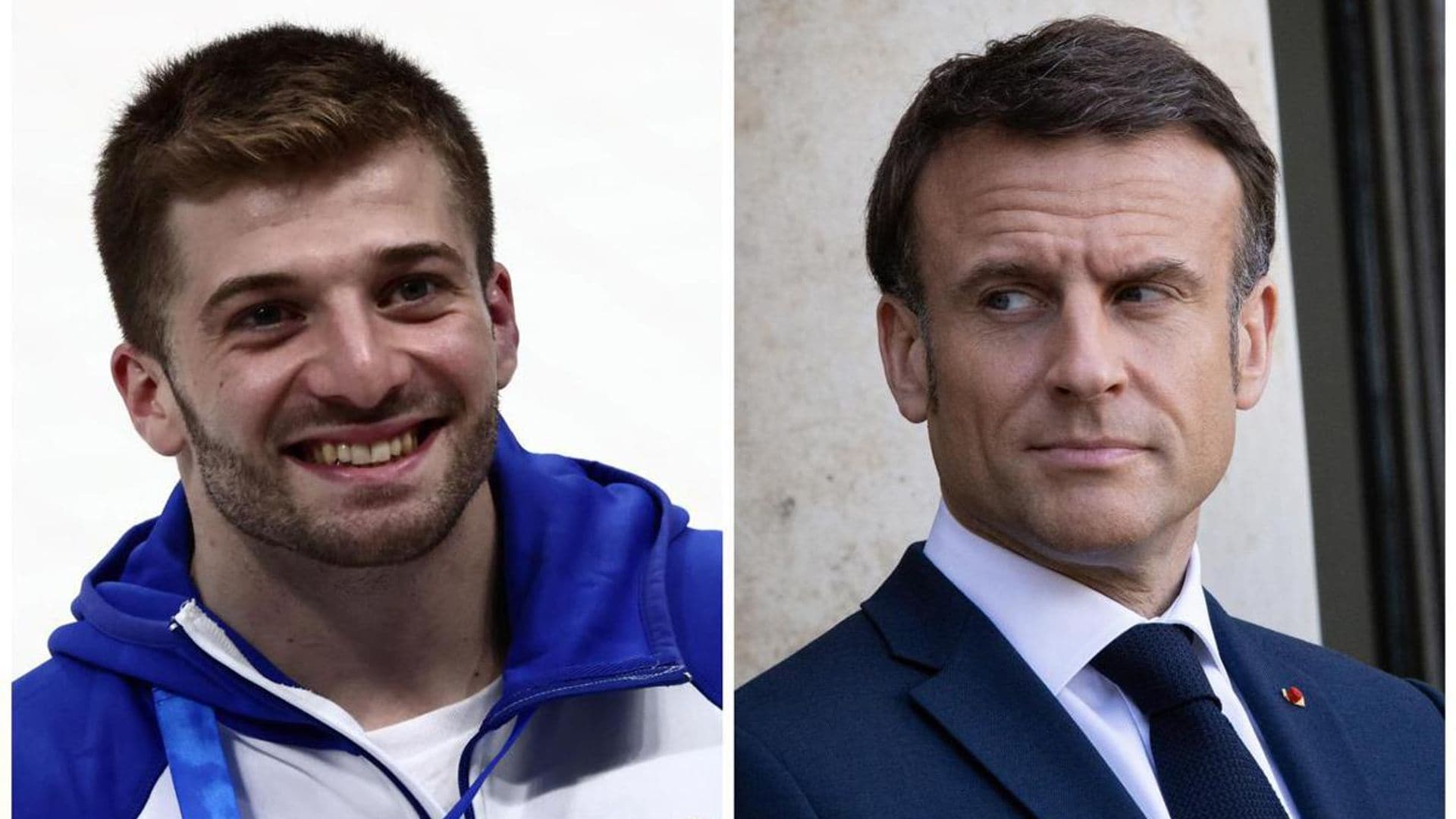 Diver Alexis Jandard falls in front of the French President during the Paris Aquatics Centre inauguration