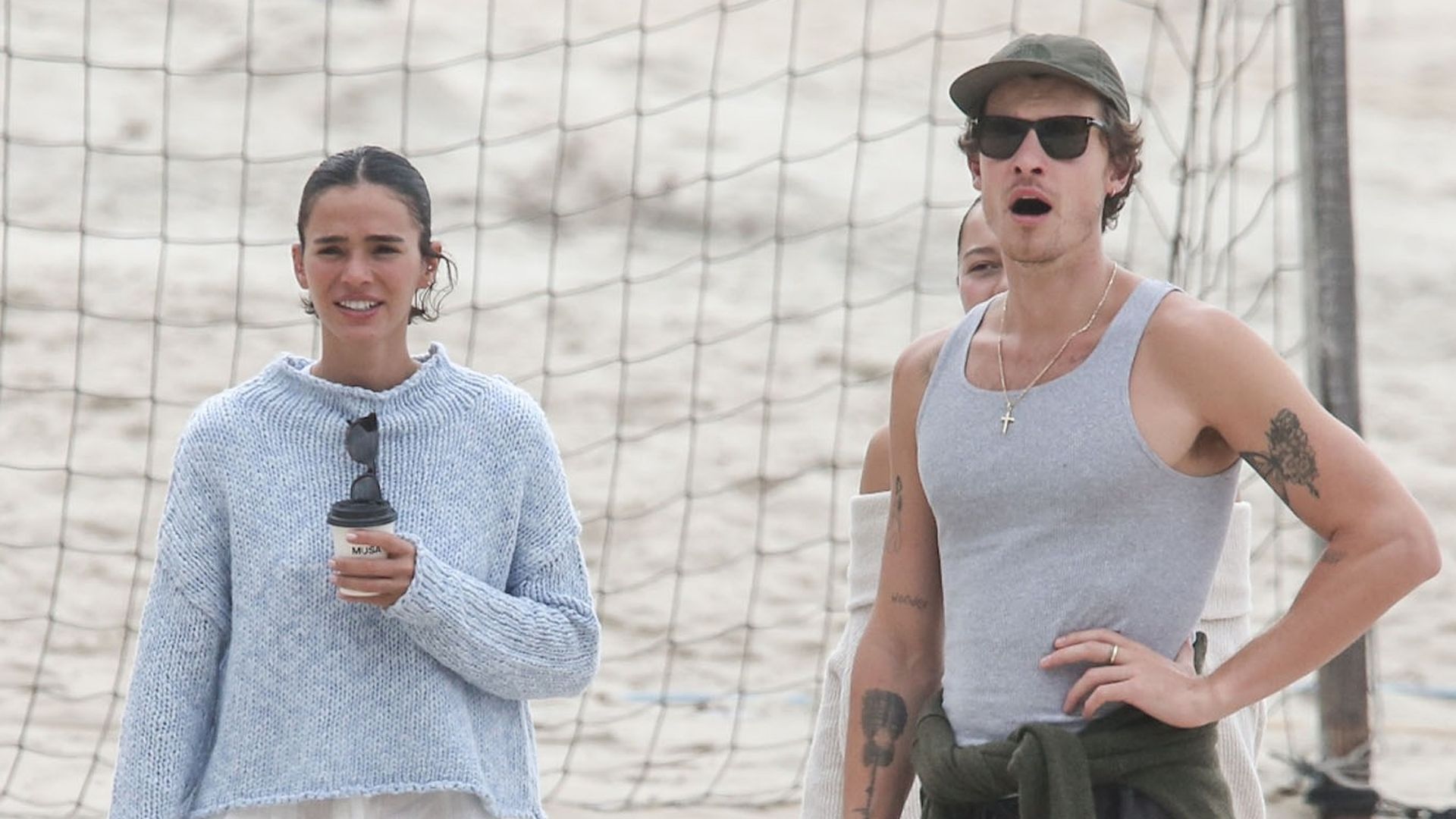 Shawn Mendes on a beach stroll with actress Bruna Marquezine and friends
