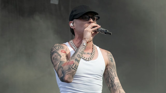 Peso Pluma performs during the 2024 Governors Ball at Flushing Meadows Corona Park on June 09, 2024, in New York City.