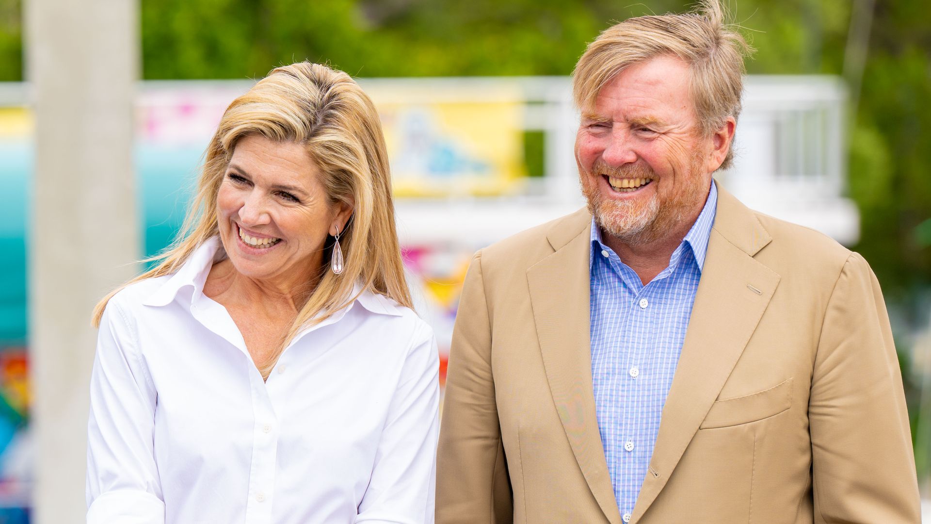 Queen Máxima trades bold colors for elegant neutral look in Miami with King Willem-Alexander