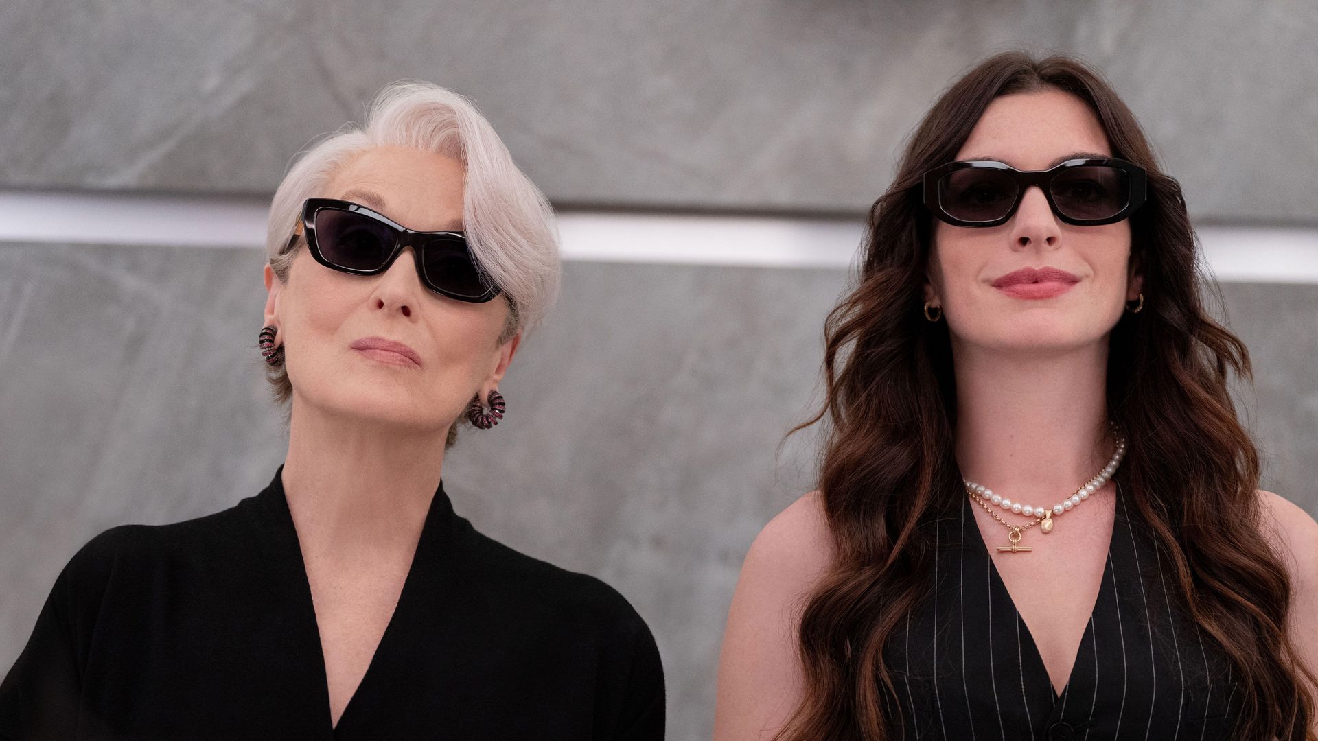 Anne Hathaway’s disco-ball metallic look has us counting down to Devil Wears Prada 2