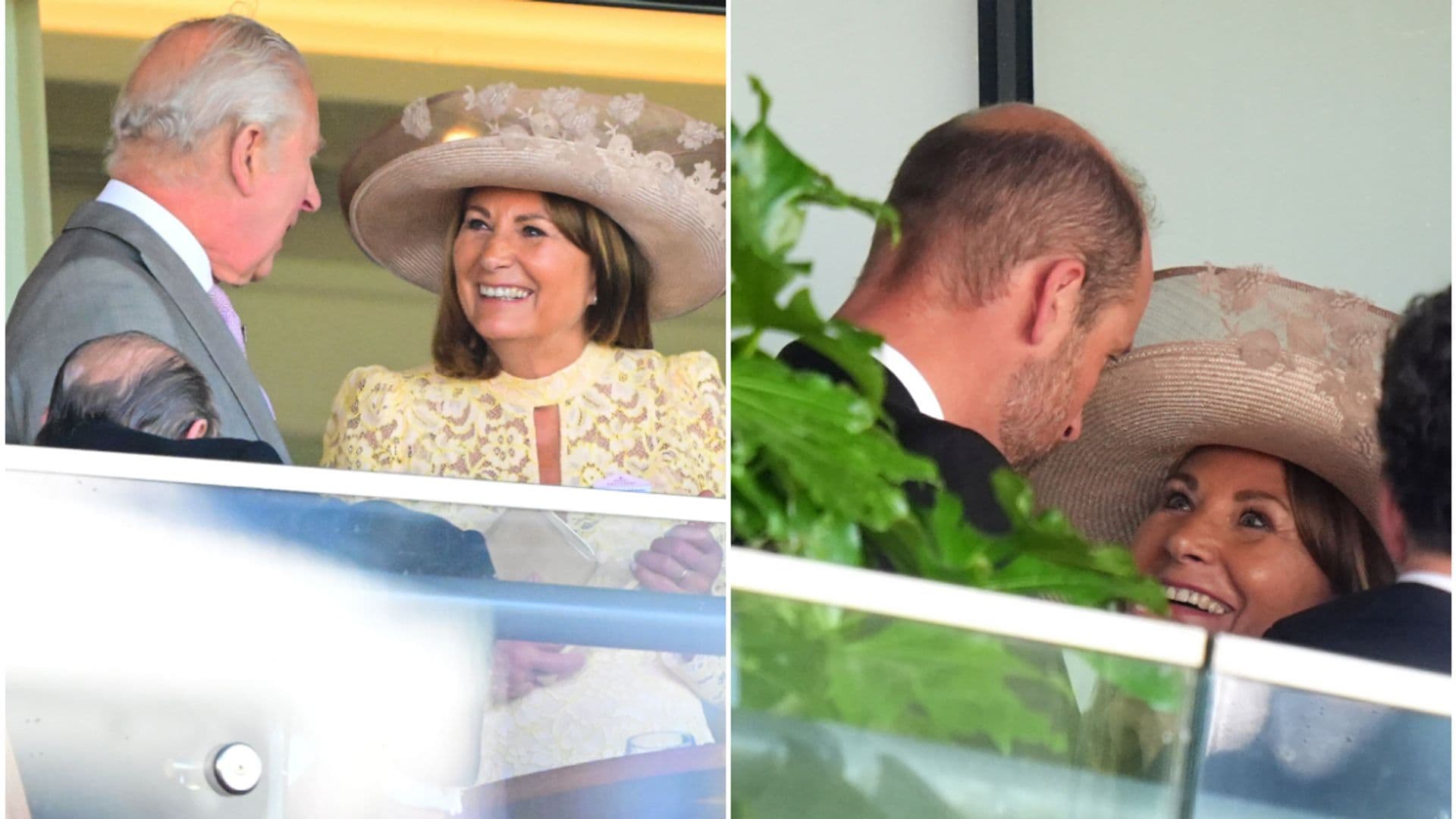 Carole Middleton talking with King Charles and Prince William