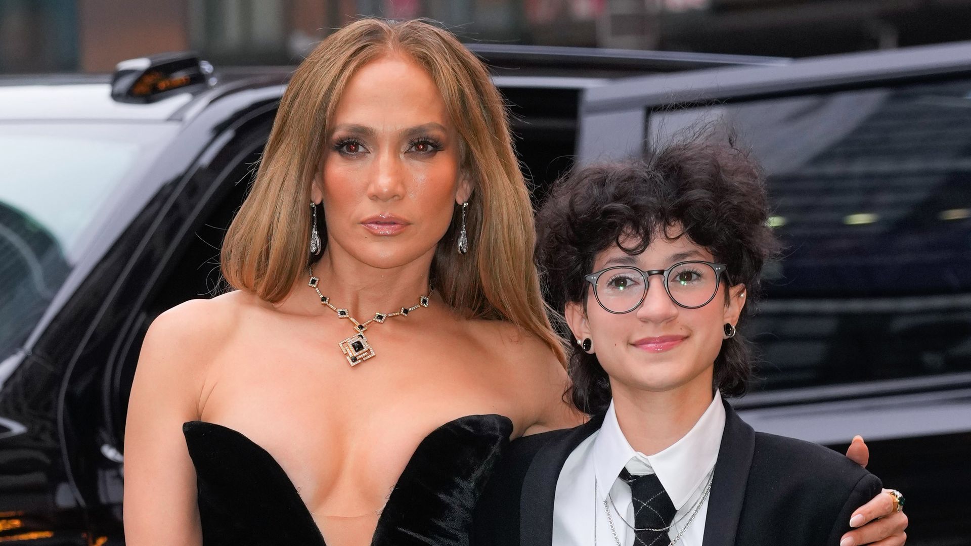 Jennifer Lopez and Emme Muniz attending a Broadway show in New York