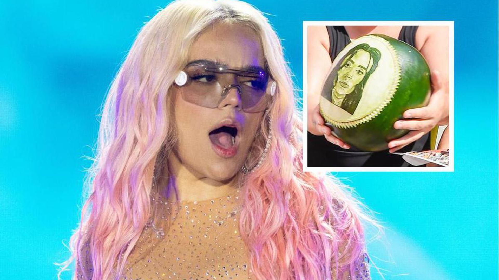 Karol G receives carved watermelon with her face on it: See her reaction