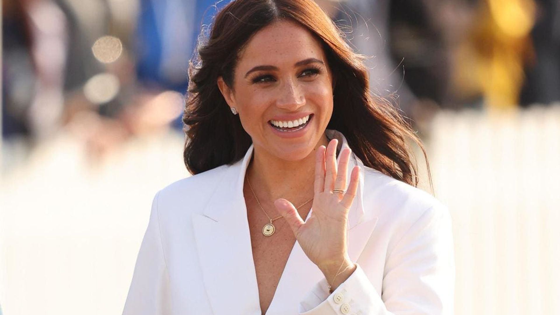 Meghan Markle rocks white pantsuit at reception in the Netherlands